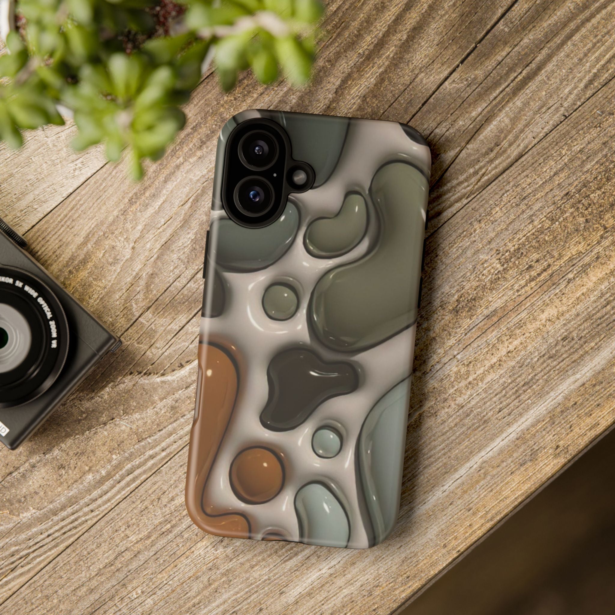 Abstract Pebble Pattern iPhone Case — Modern Organic Camouflage Tough Case
