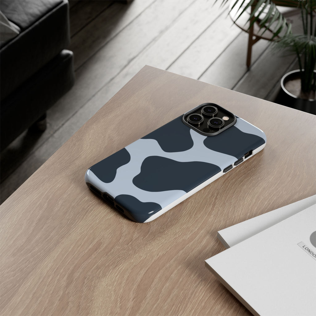 Cow Print Tough iPhone Case — Blue Black Abstract Pattern