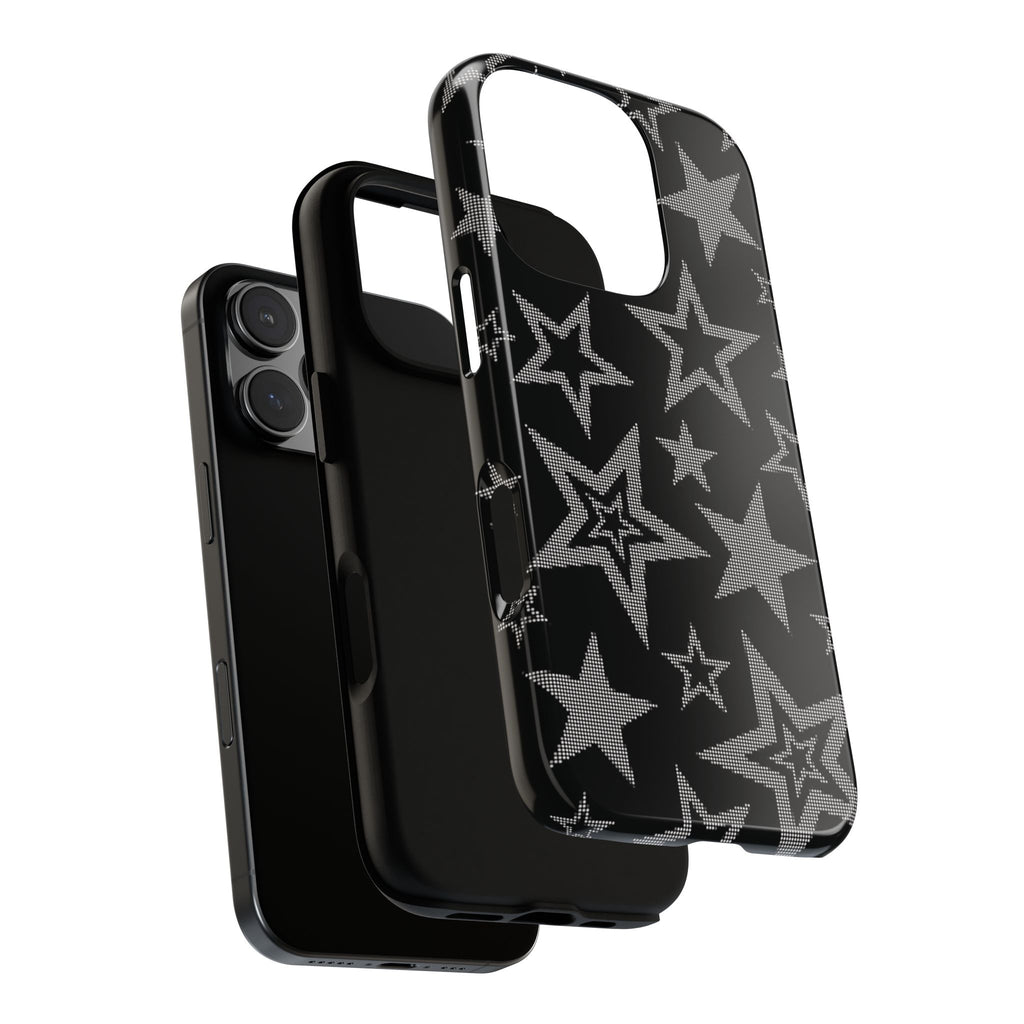 Black Star Pattern Tough Phone Case — Durable Protective Phone Cover