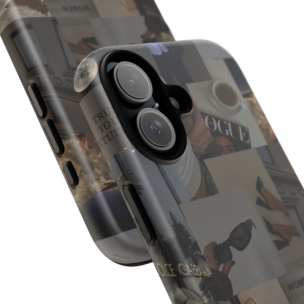Collage Aesthetic Tough iPhone Case — Chic Cafe & Fashion Mood Board