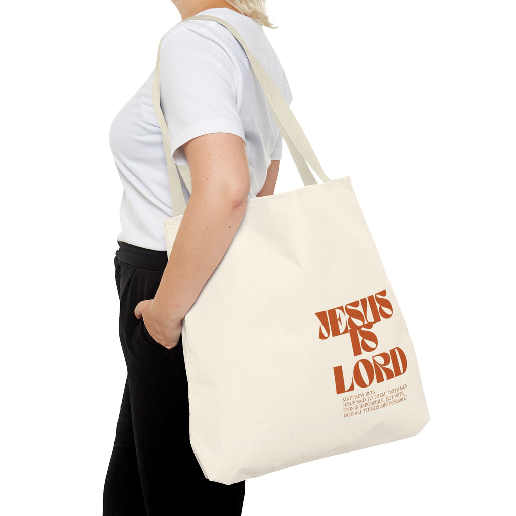 "Jesus Is Lord" Tote Bag — Faith-Based Christian Quote Everyday Tote