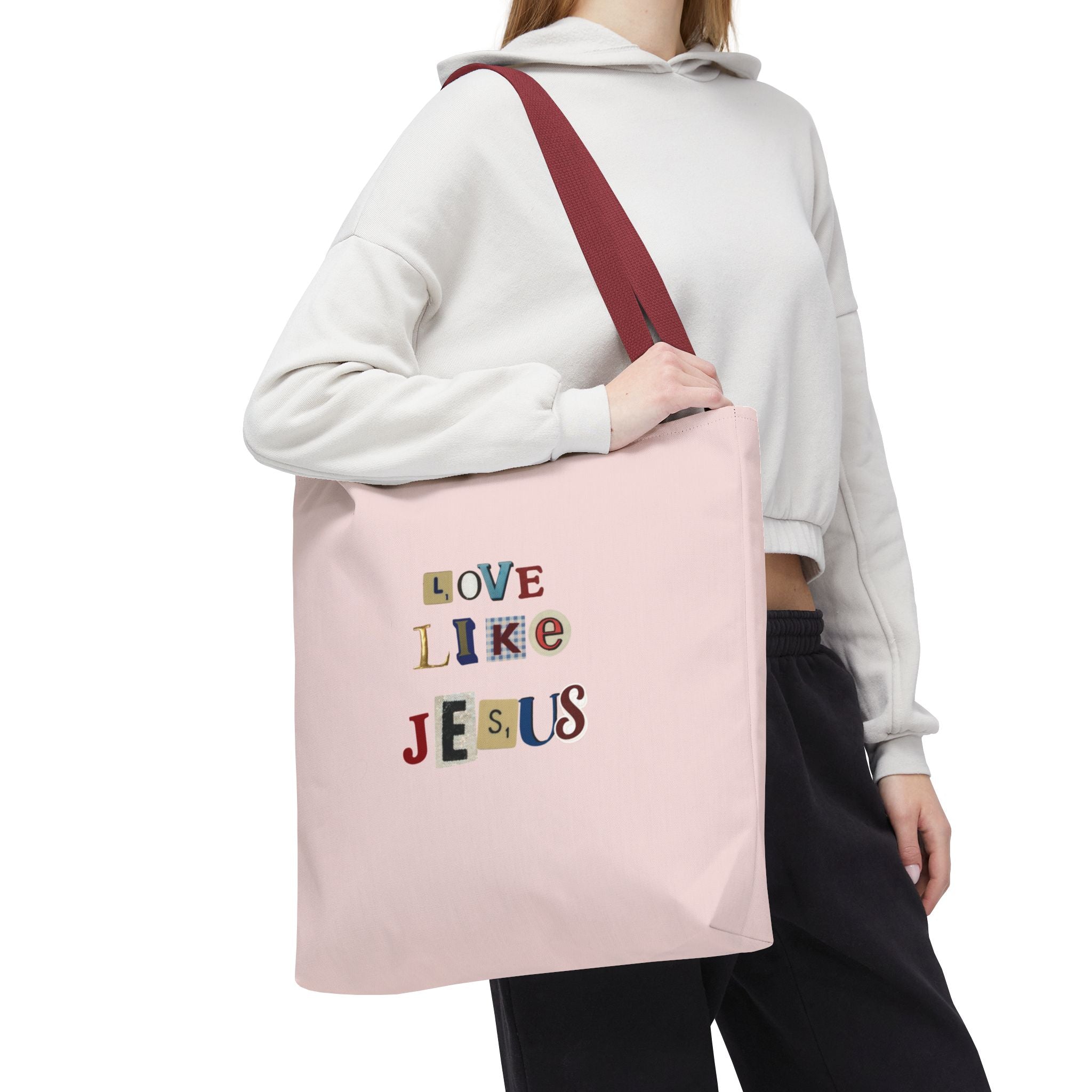 Love Like Jesus Tote Bag — Christian Inspirational Pink Everyday Tote