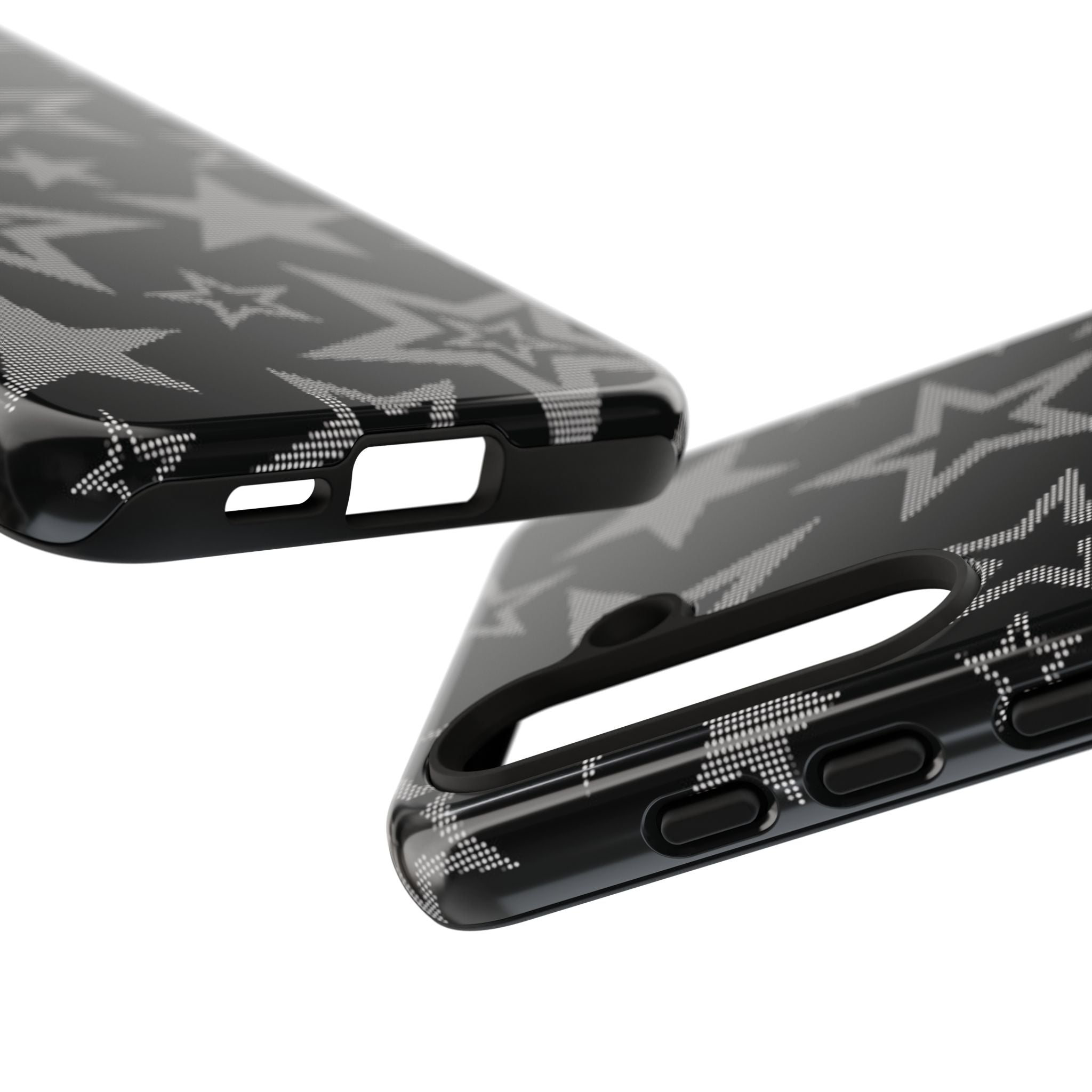 Black Star Pattern Tough Phone Case — Durable Protective Phone Cover
