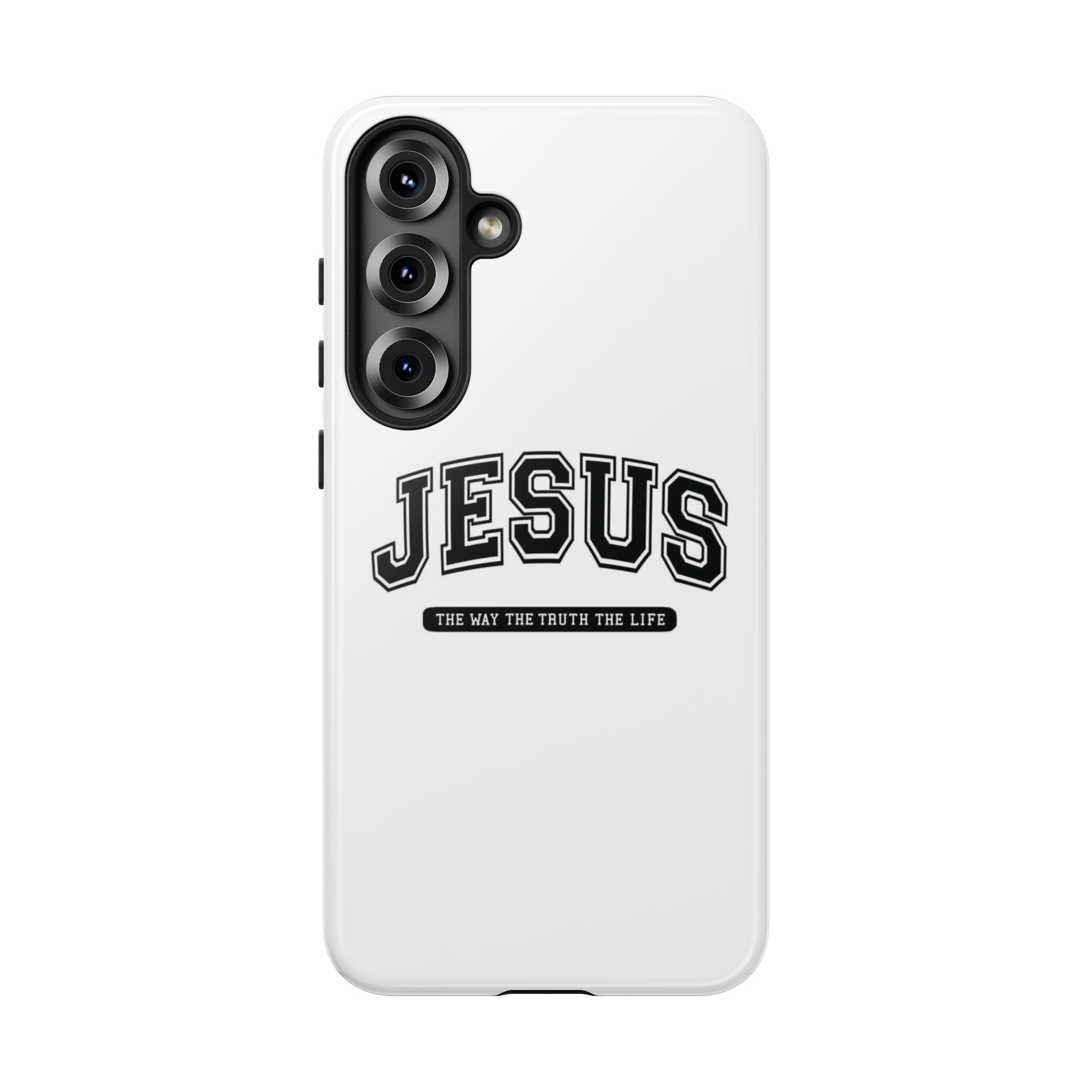 Jesus varsity phone case — 'Jesus: The Way The Truth The Life' tough protective cover