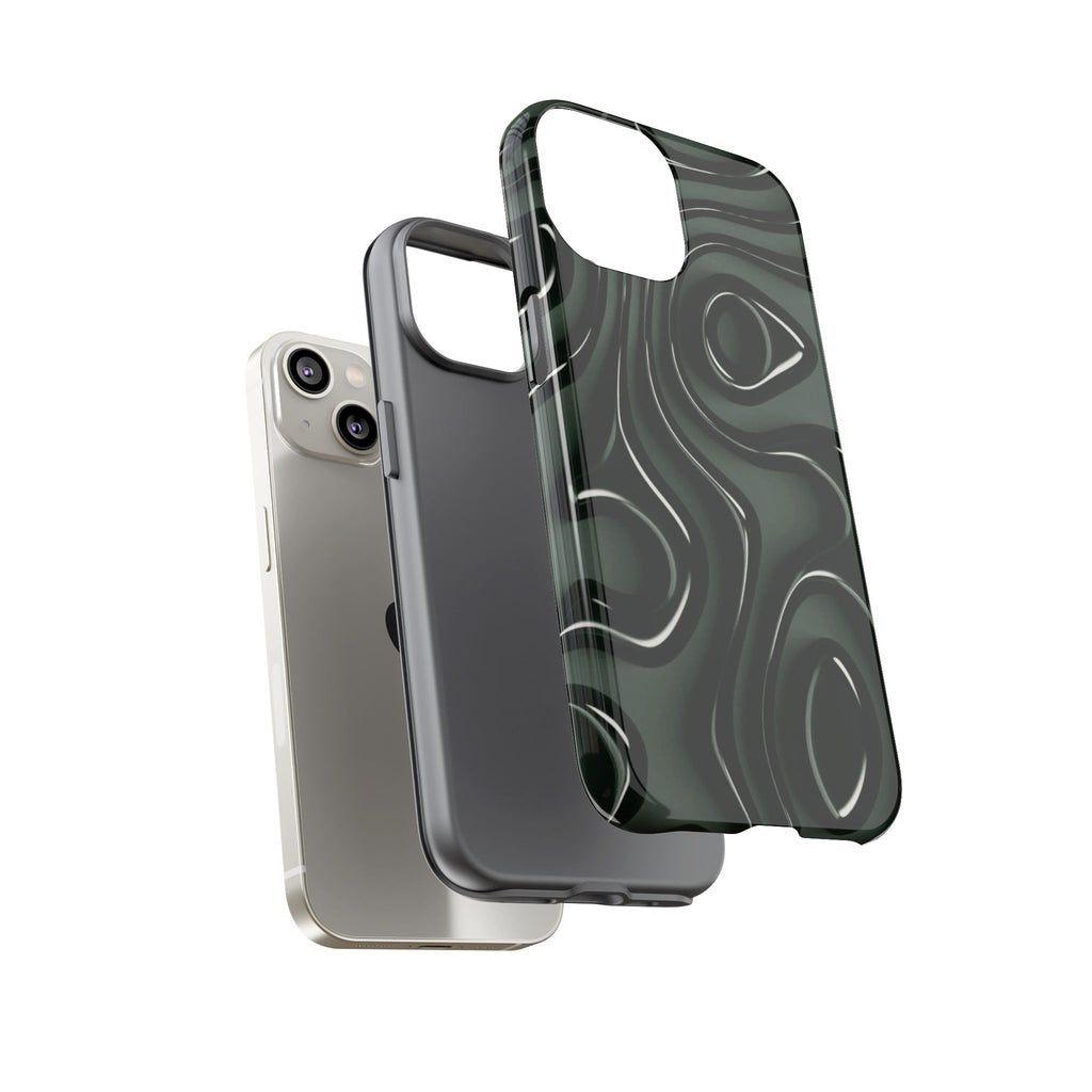 Dark Green Abstract Swirl Tough Phone Case