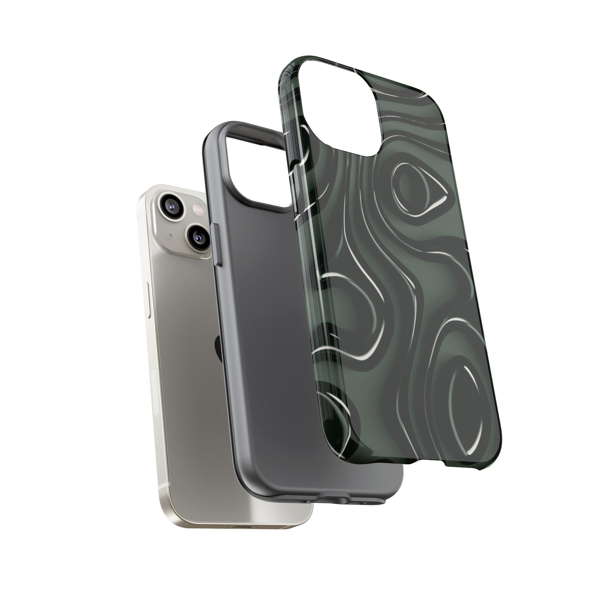 Dark Green Abstract Swirl Tough Phone Case