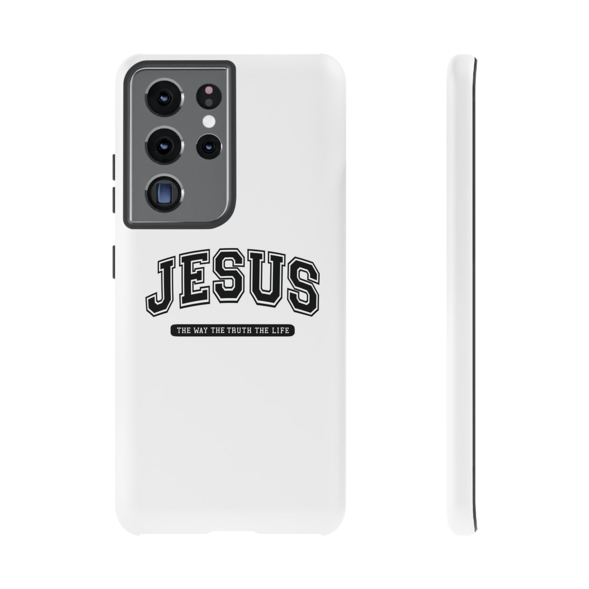 Jesus varsity phone case — 'Jesus: The Way The Truth The Life' tough protective cover