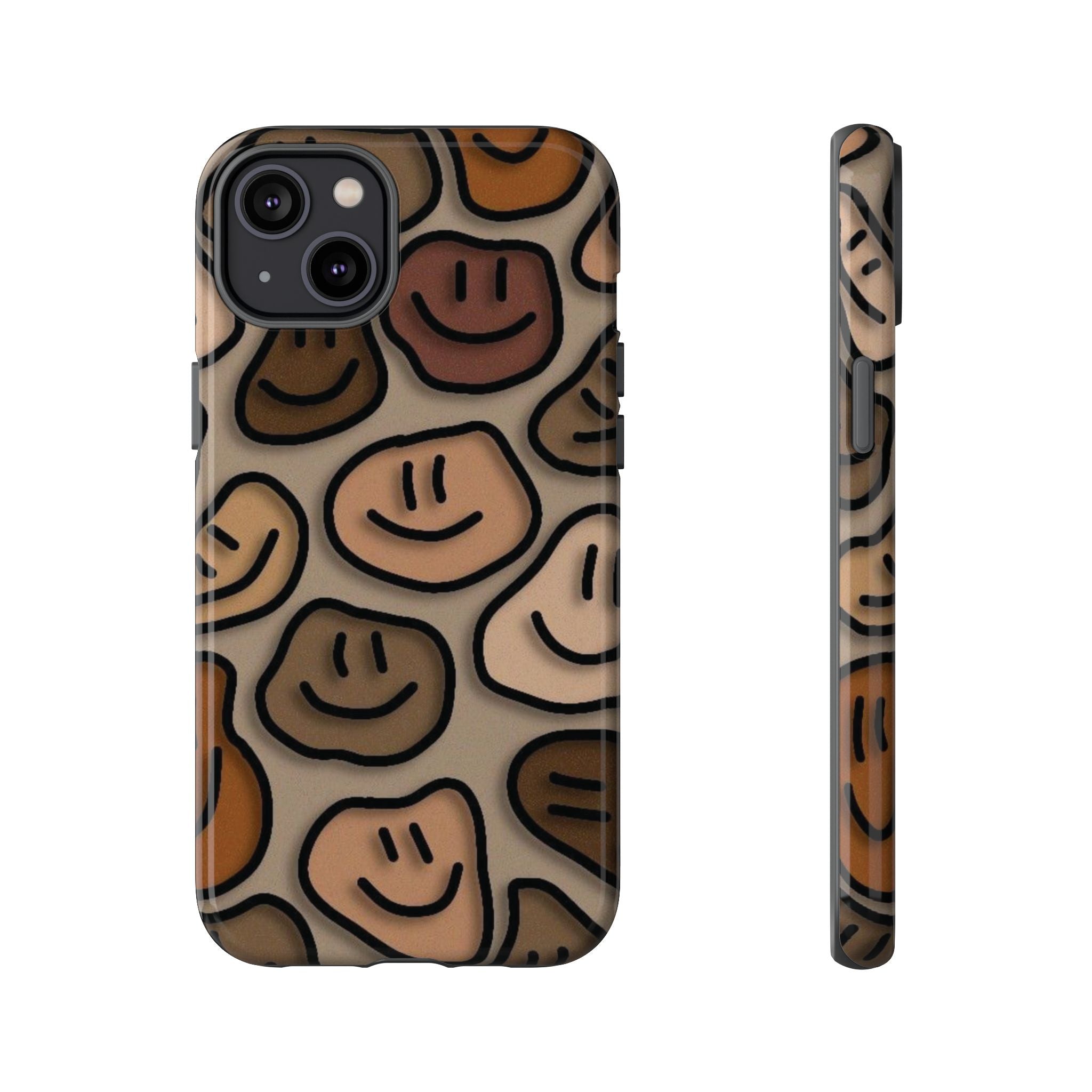 Smiley Faces iPhone Case — Neutral Brown Diverse Smiles Protective Cover