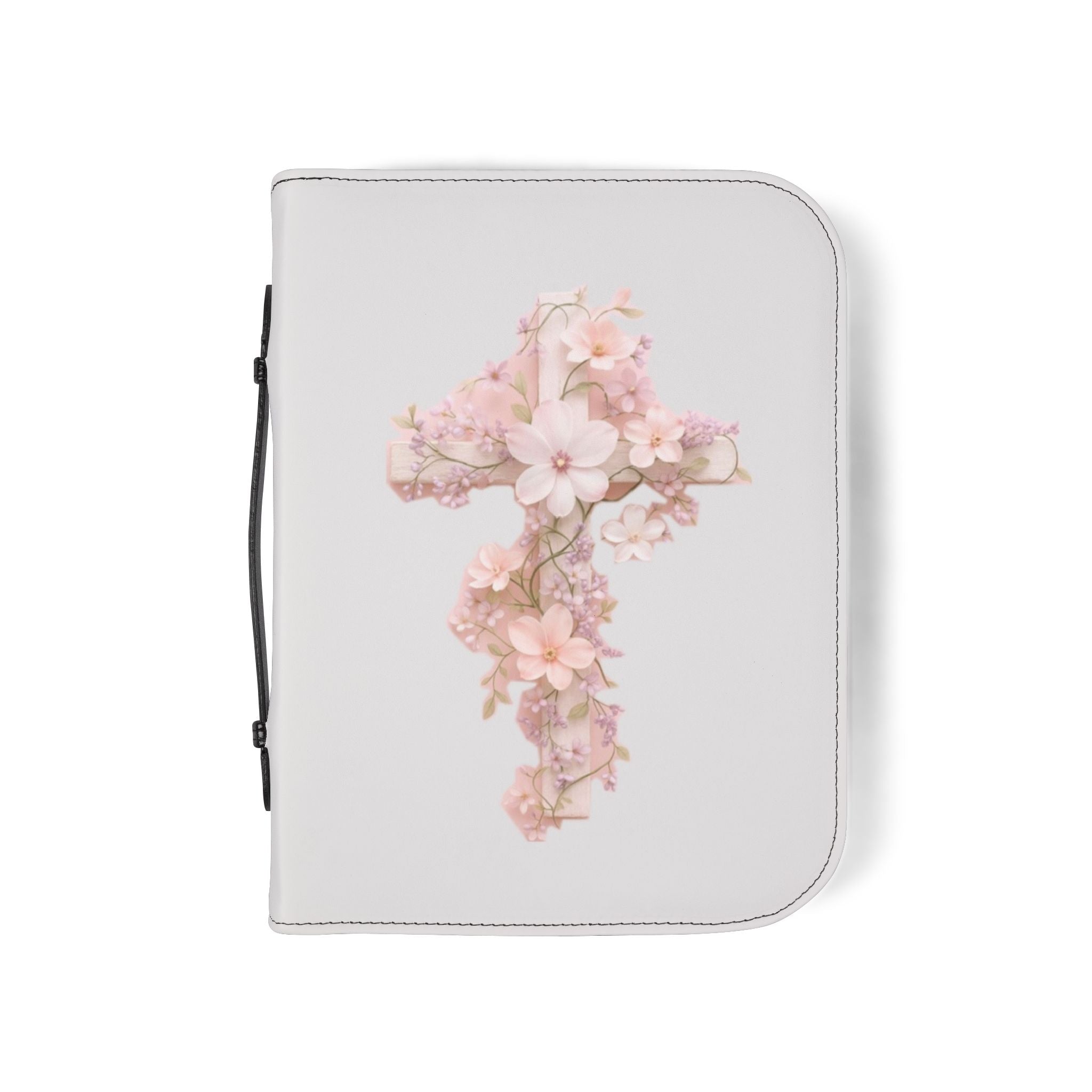 Floral Cross Bible Cover – Pink Flower Zippered Bible Case