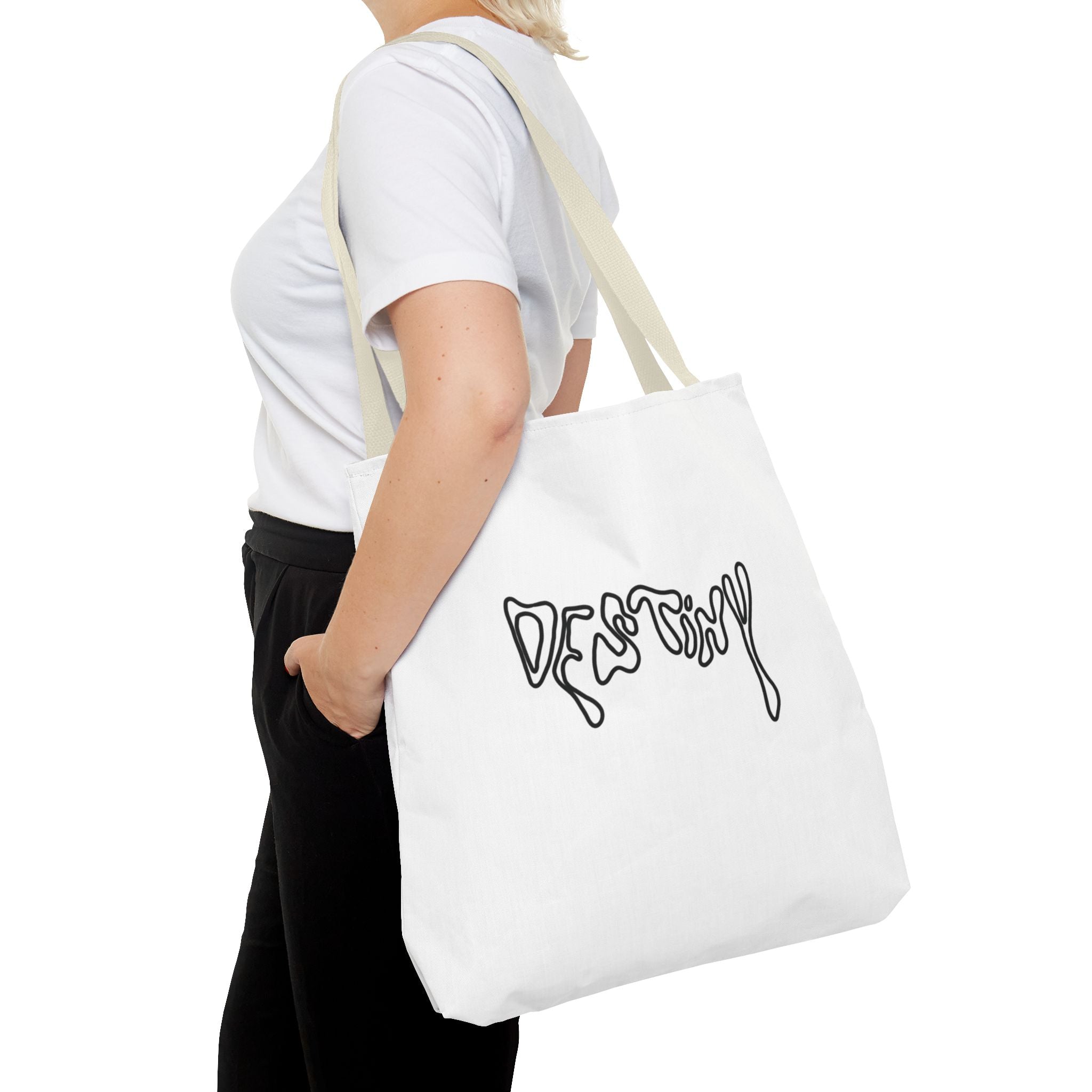 Destiny Script Tote Bag – Minimalist Graphic Canvas Tote