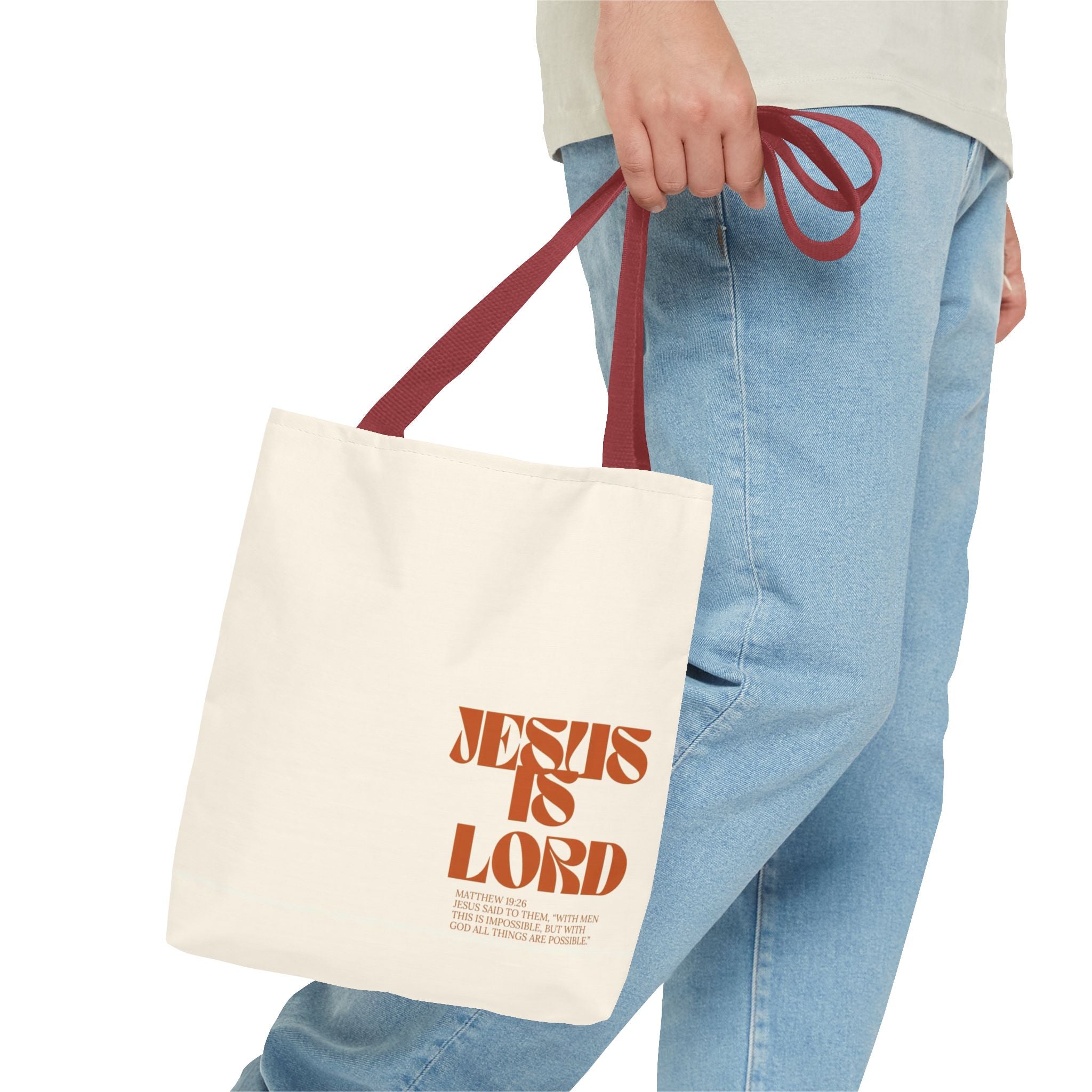 "Jesus Is Lord" Tote Bag — Faith-Based Christian Quote Everyday Tote