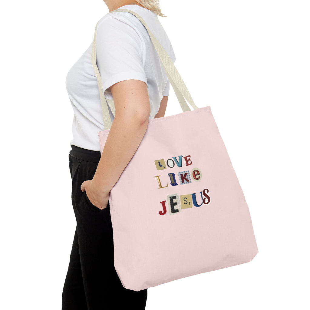 Love Like Jesus Tote Bag — Christian Inspirational Pink Everyday Tote