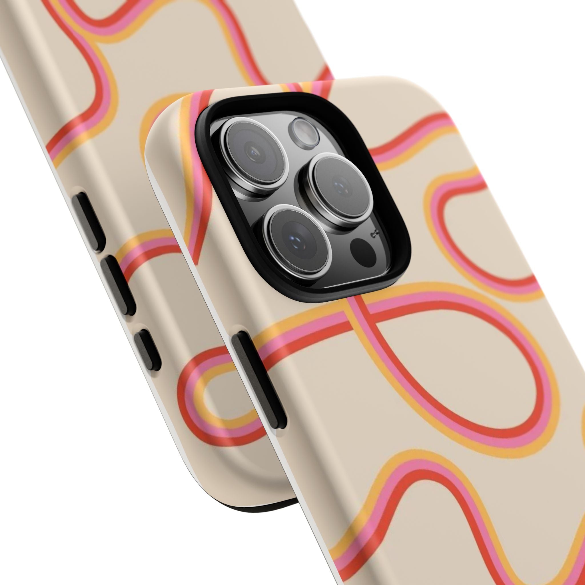 Retro Loop Pattern iPhone Case – Peach & Sunset Abstract Tough Case