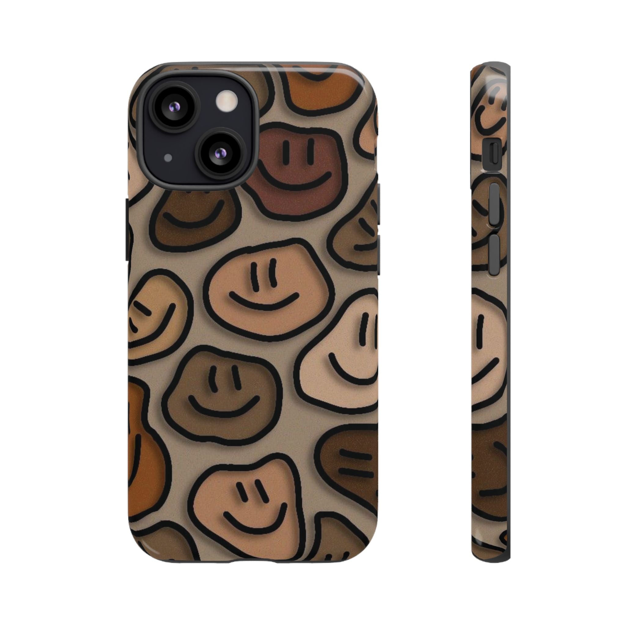 Smiley Faces iPhone Case — Neutral Brown Diverse Smiles Protective Cover