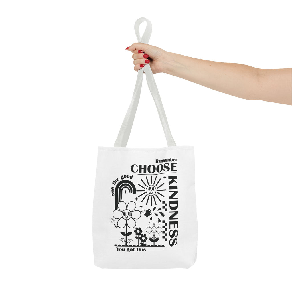 Choose Kindness Tote Bag — Inspirational Floral Rainbow Canvas Market Tote