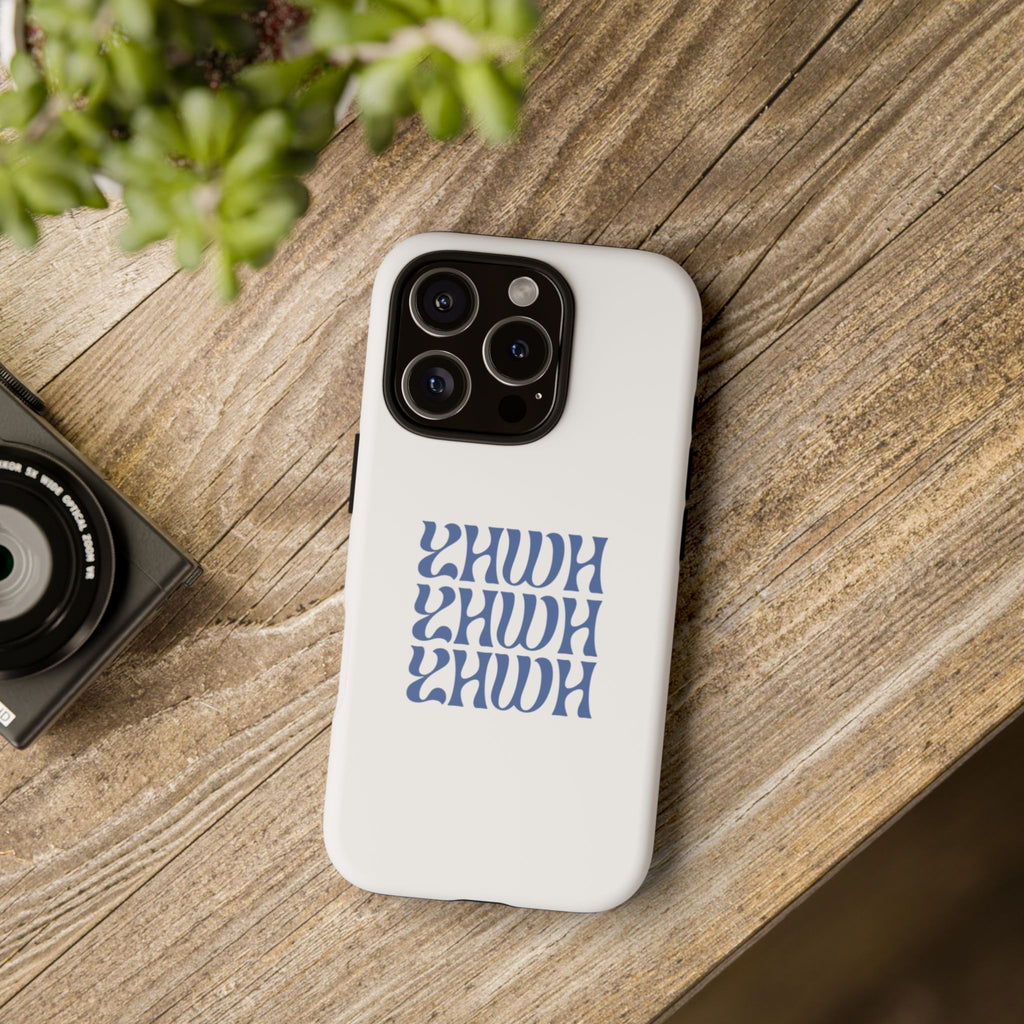 "YHWH" — Retro Blue Wavy Tough Phone Case