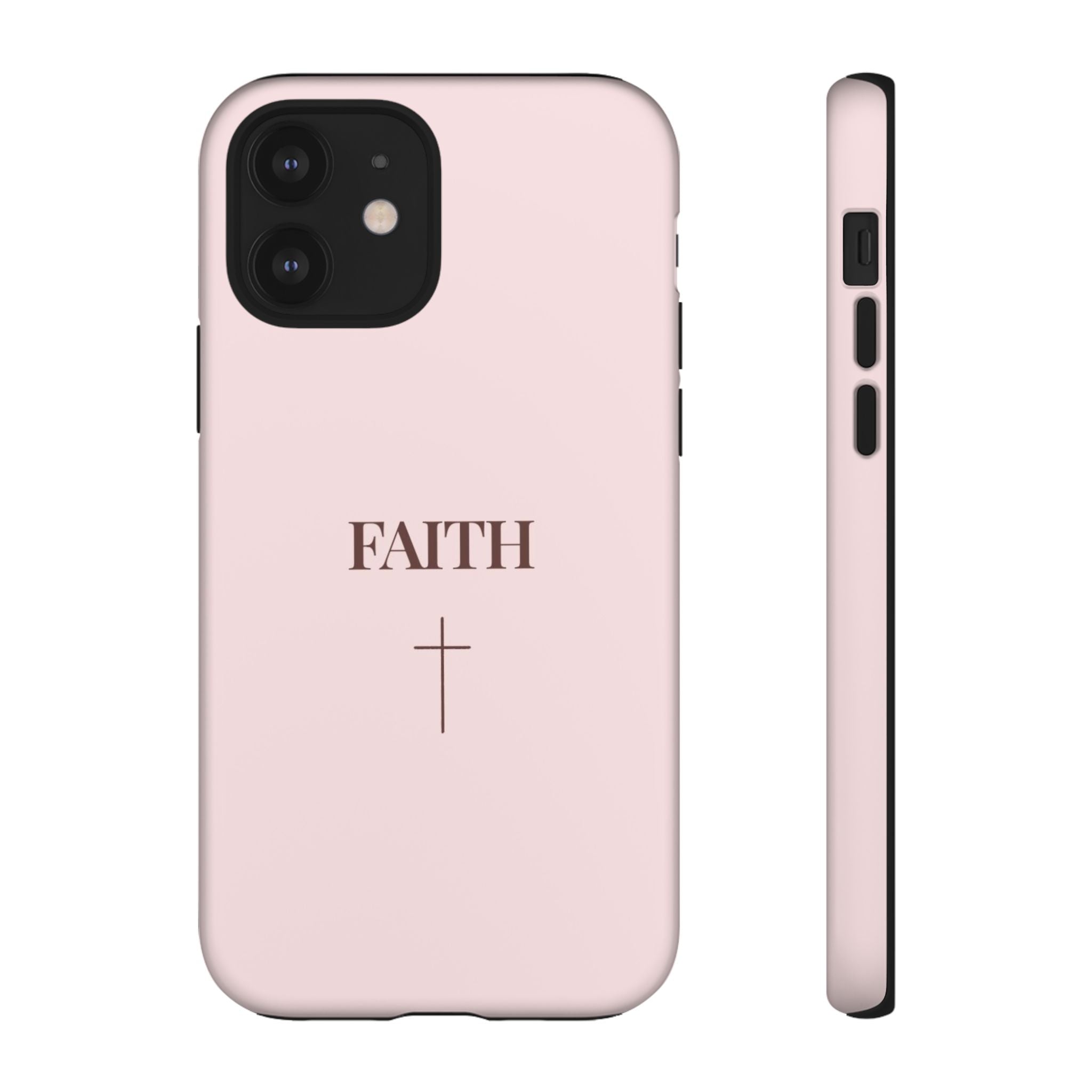 Faith Cross Tough Phone Case — Minimal Pink Christian iPhone Cover