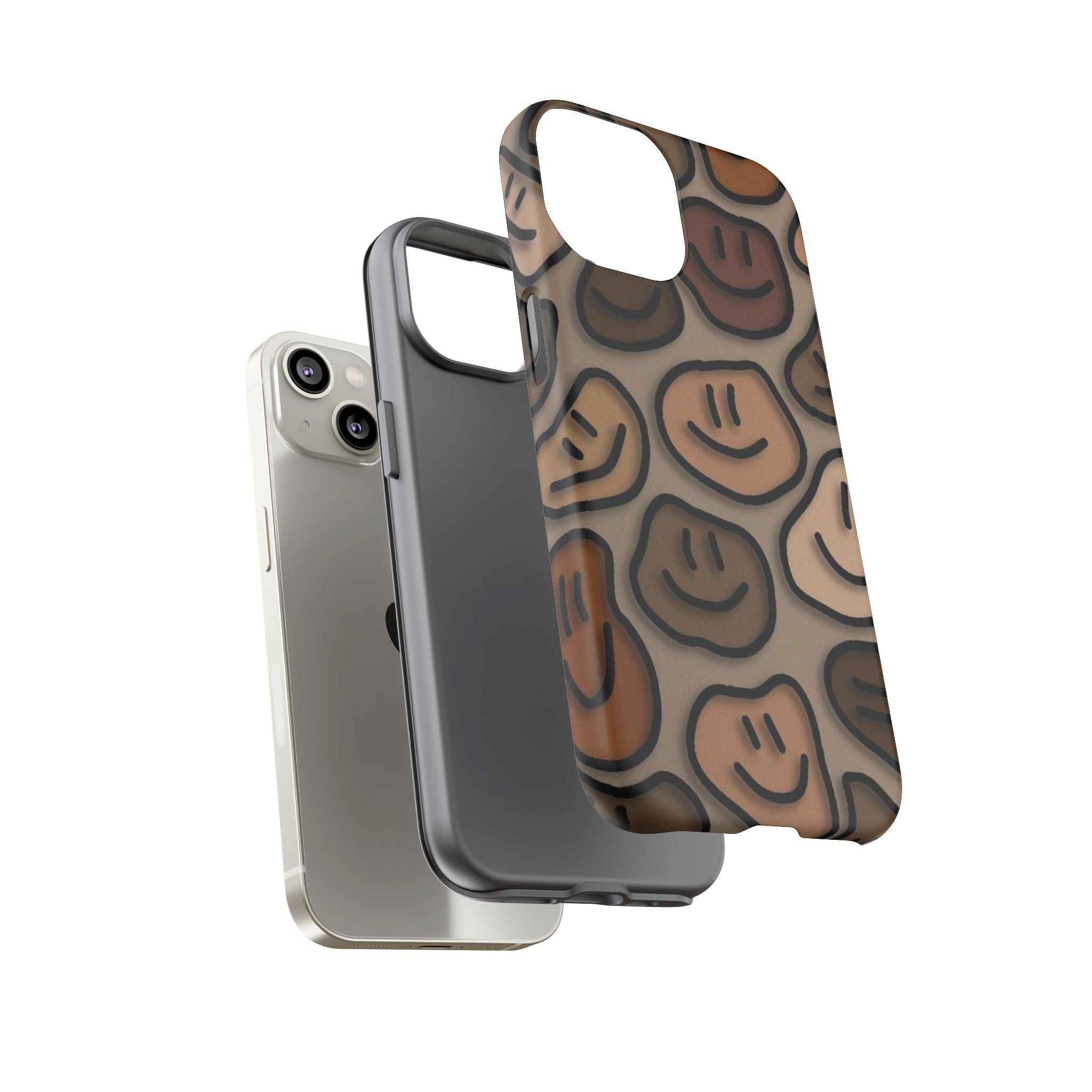 Smiley Faces iPhone Case — Neutral Brown Diverse Smiles Protective Cover