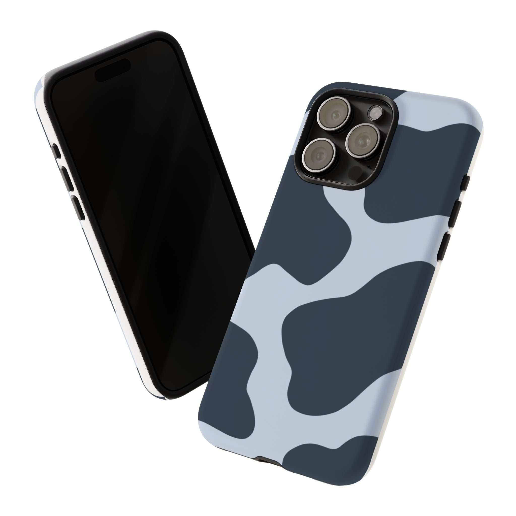 Cow Print Tough iPhone Case — Blue Black Abstract Pattern