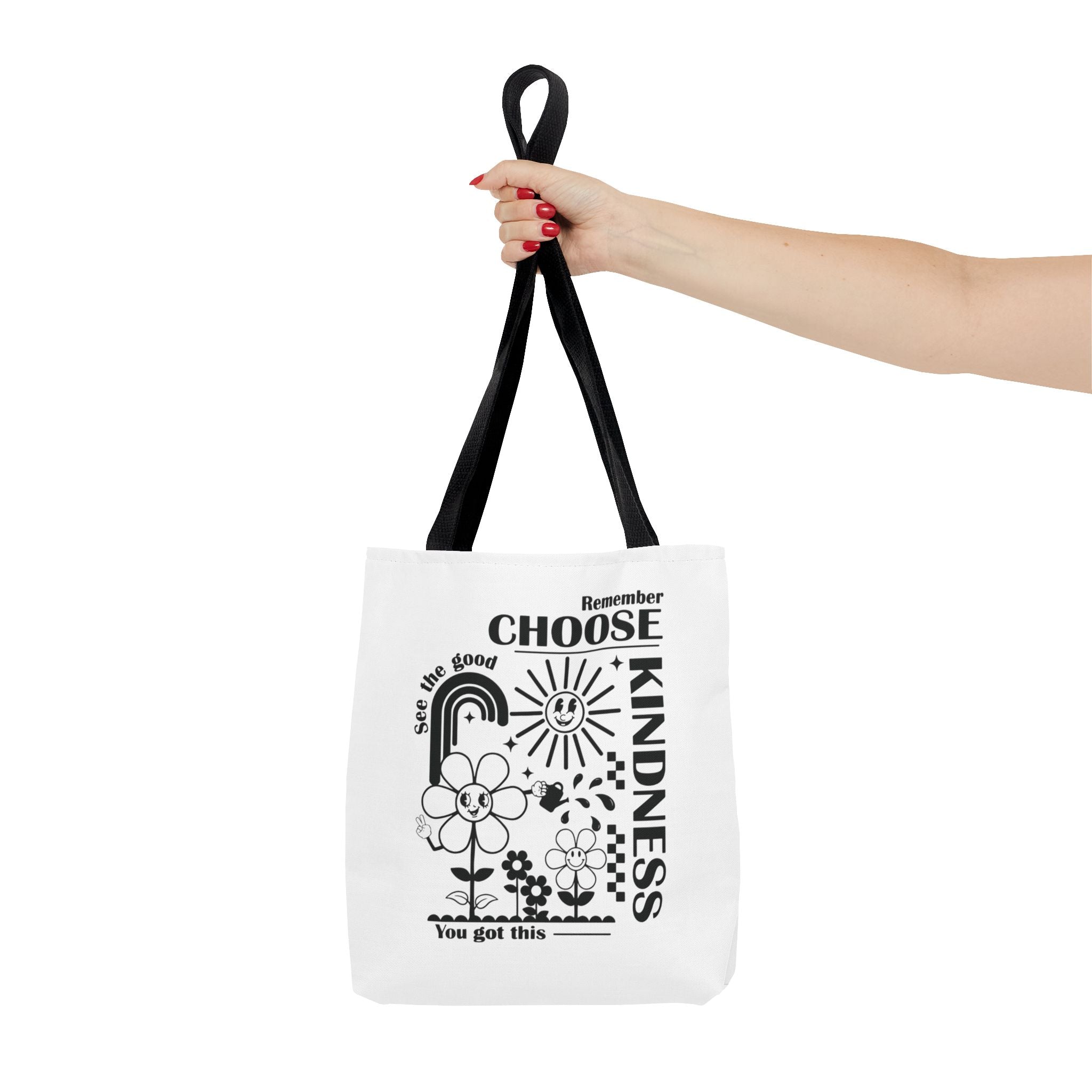 Choose Kindness Tote Bag — Inspirational Floral Rainbow Canvas Market Tote