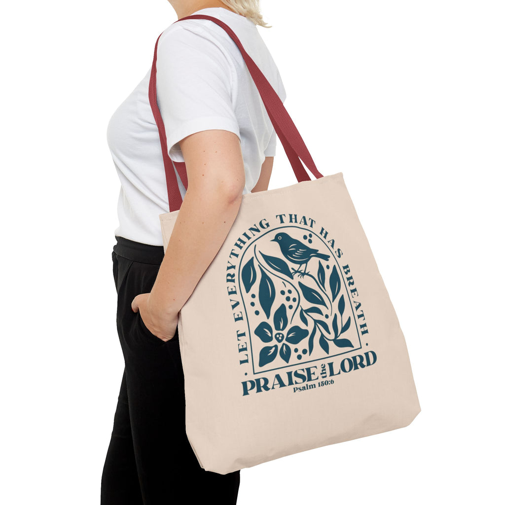 "Praise the Lord" Floral Psalm 150:6 Tote Bag
