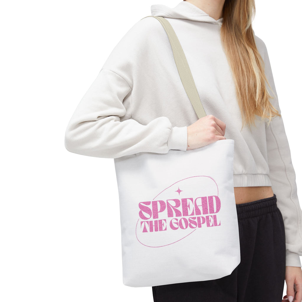Spread the Gospel Tote Bag — Pink Retro Canvas Tote