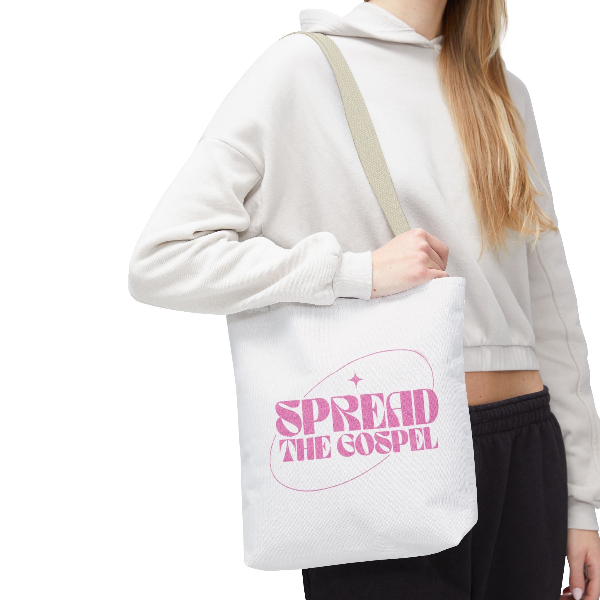 Spread the Gospel Tote Bag — Pink Retro Canvas Tote