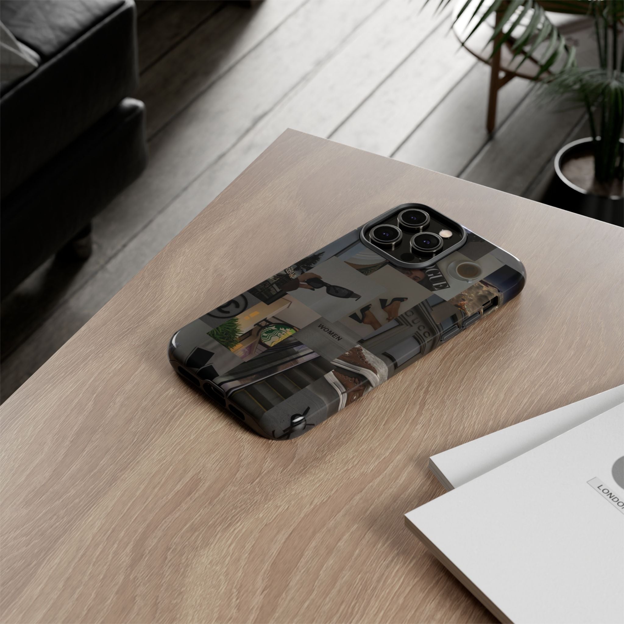 Collage Aesthetic Tough iPhone Case — Chic Cafe & Fashion Mood Board