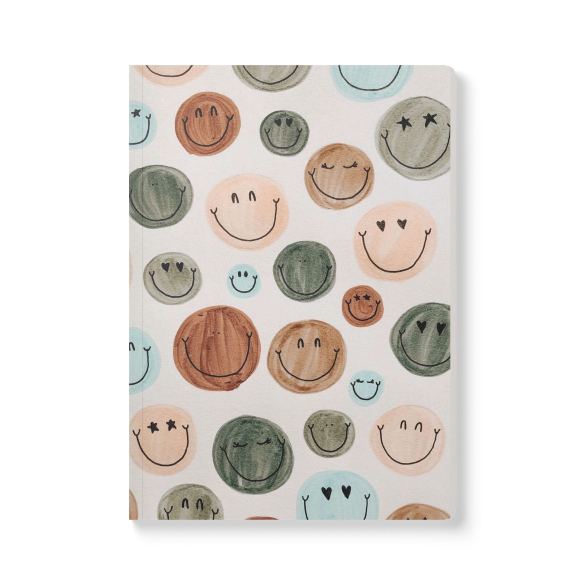 Smiley Faces Softcover Journal — Cute Watercolor Mood Dots Notebook