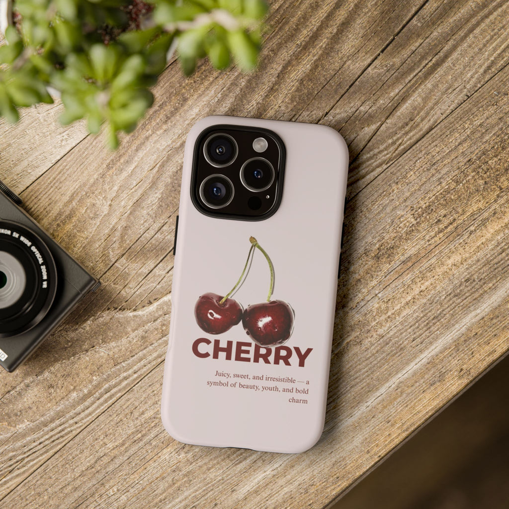 Cherry Vintage iPhone Case — Retro Cherry Illustration with 'CHERRY' Text