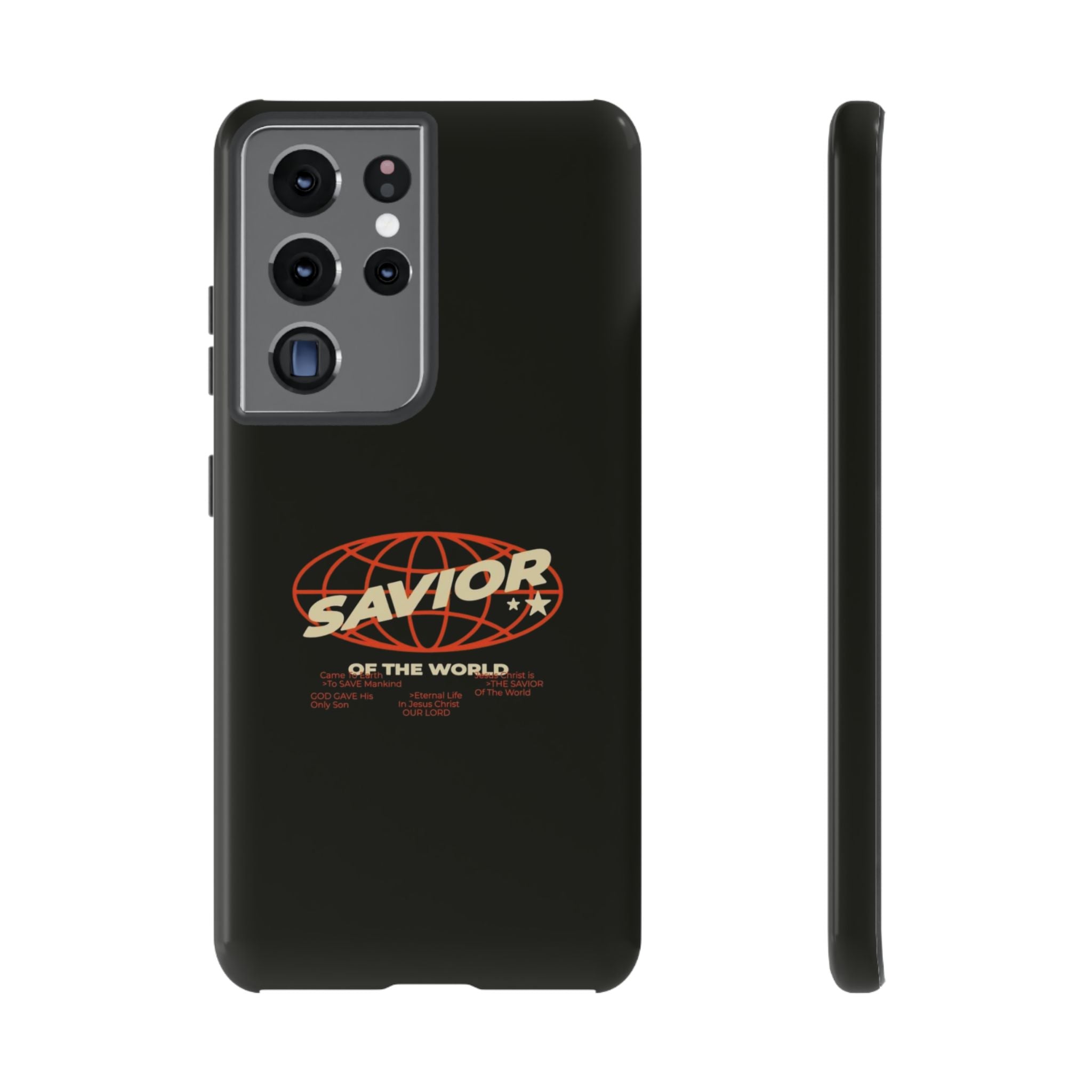 Savior of the World Black Protective Phone Case — Retro Globe Design