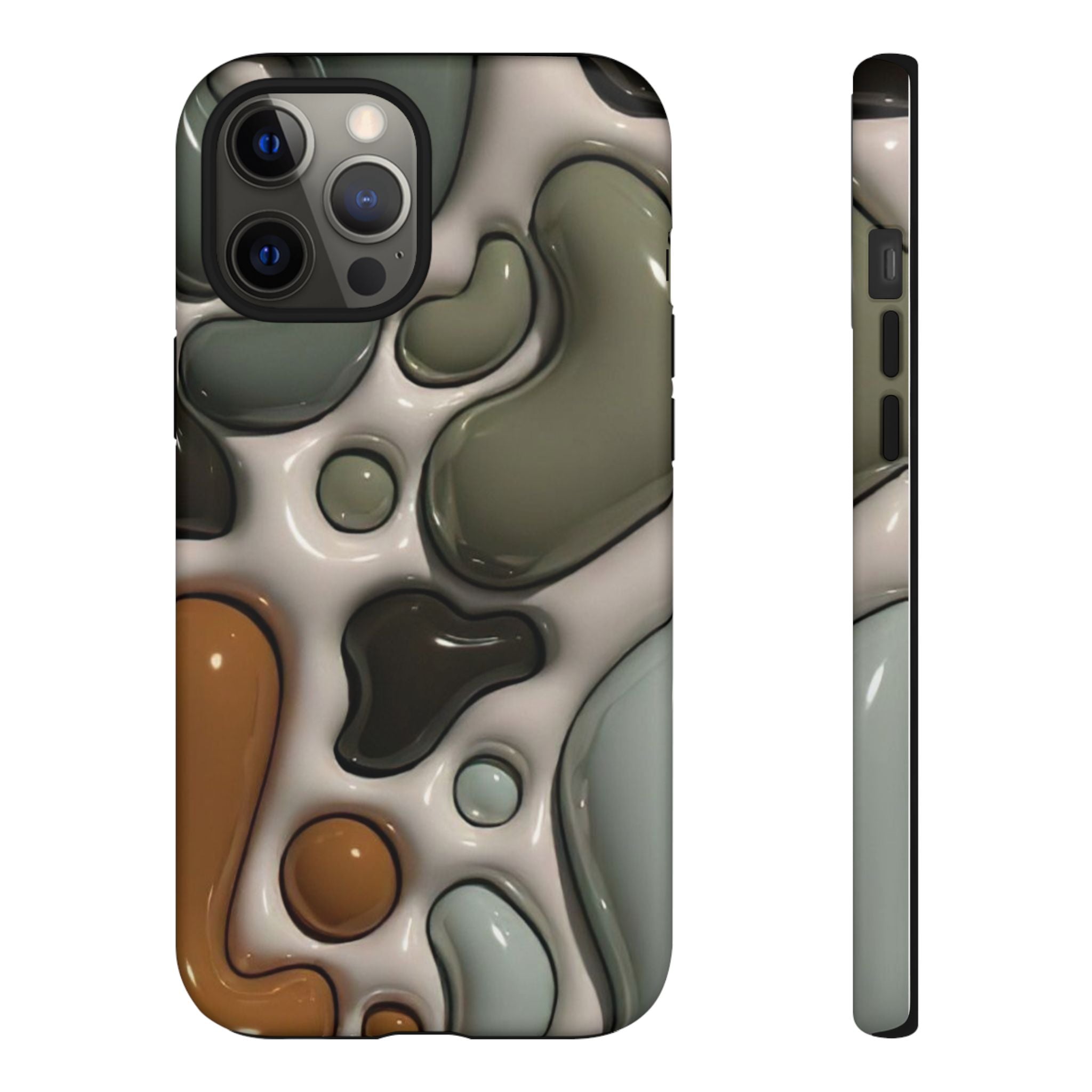 Abstract Pebble Pattern iPhone Case — Modern Organic Camouflage Tough Case