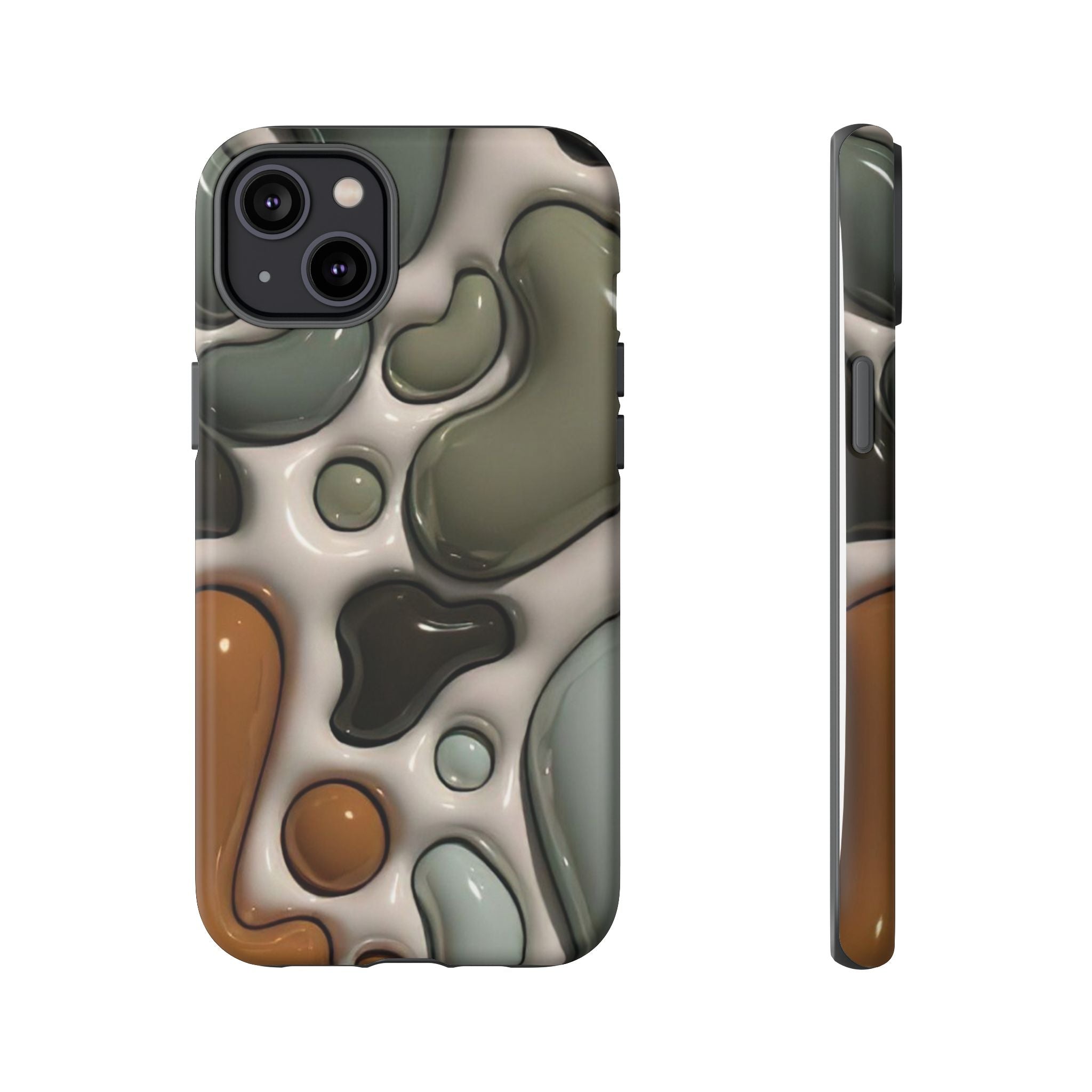 Abstract Pebble Pattern iPhone Case — Modern Organic Camouflage Tough Case