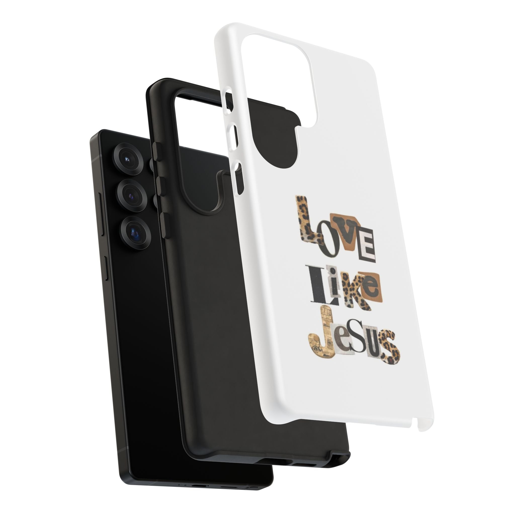 "Love Like Jesus" Leopard Print Christian Tough Phone Case