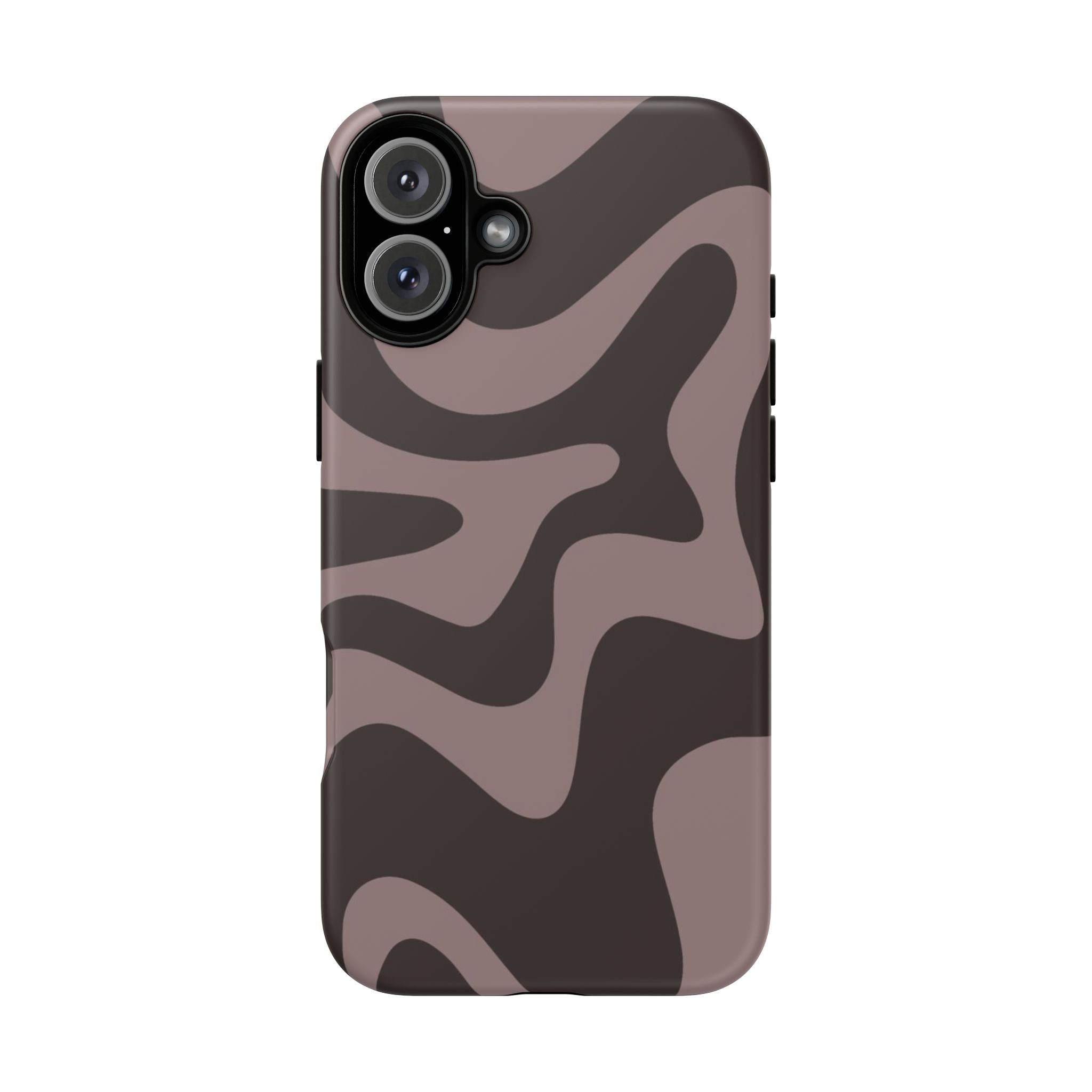 Camouflage Swirl iPhone Case — Matte Brown Abstract Camo Protective Cover