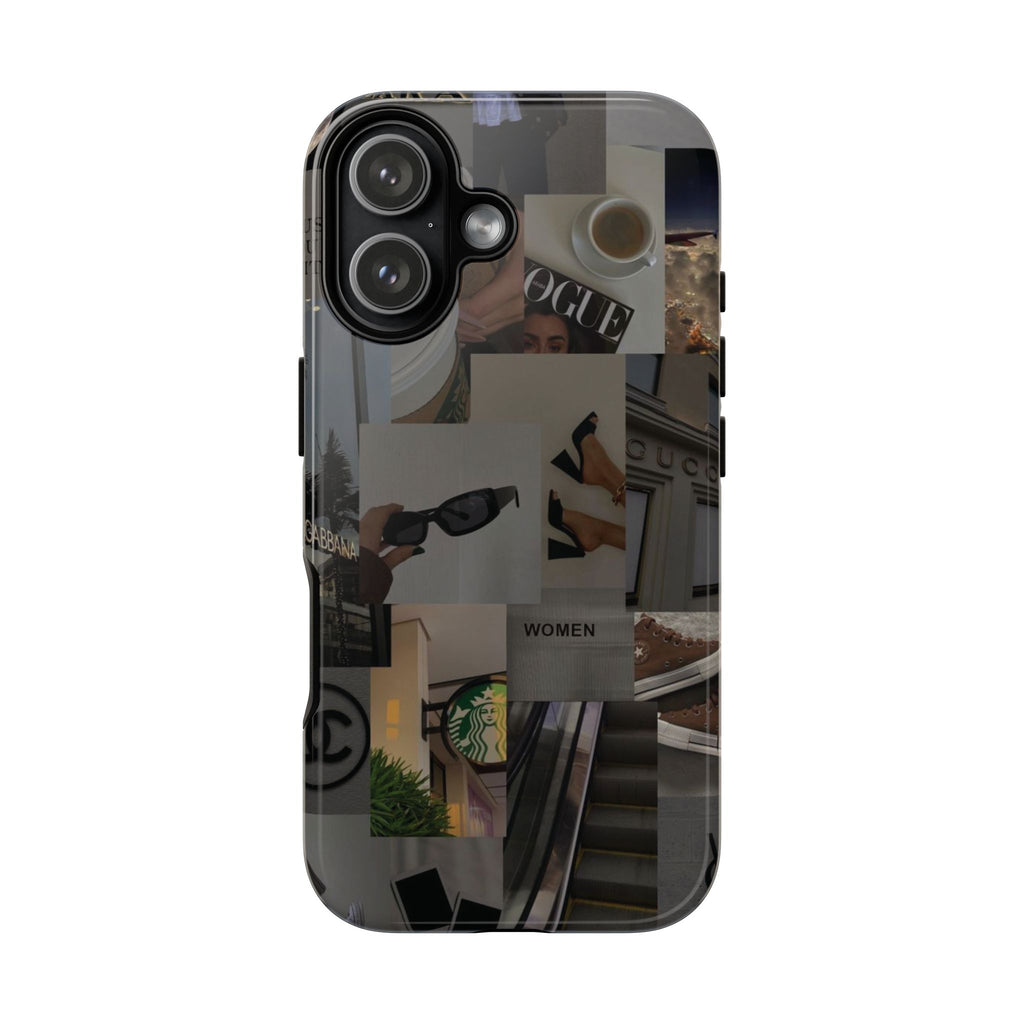 Collage Aesthetic Tough iPhone Case — Chic Cafe & Fashion Mood Board
