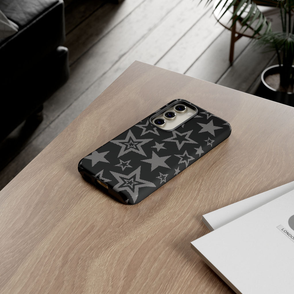 Black Star Pattern Tough Phone Case — Durable Protective Phone Cover