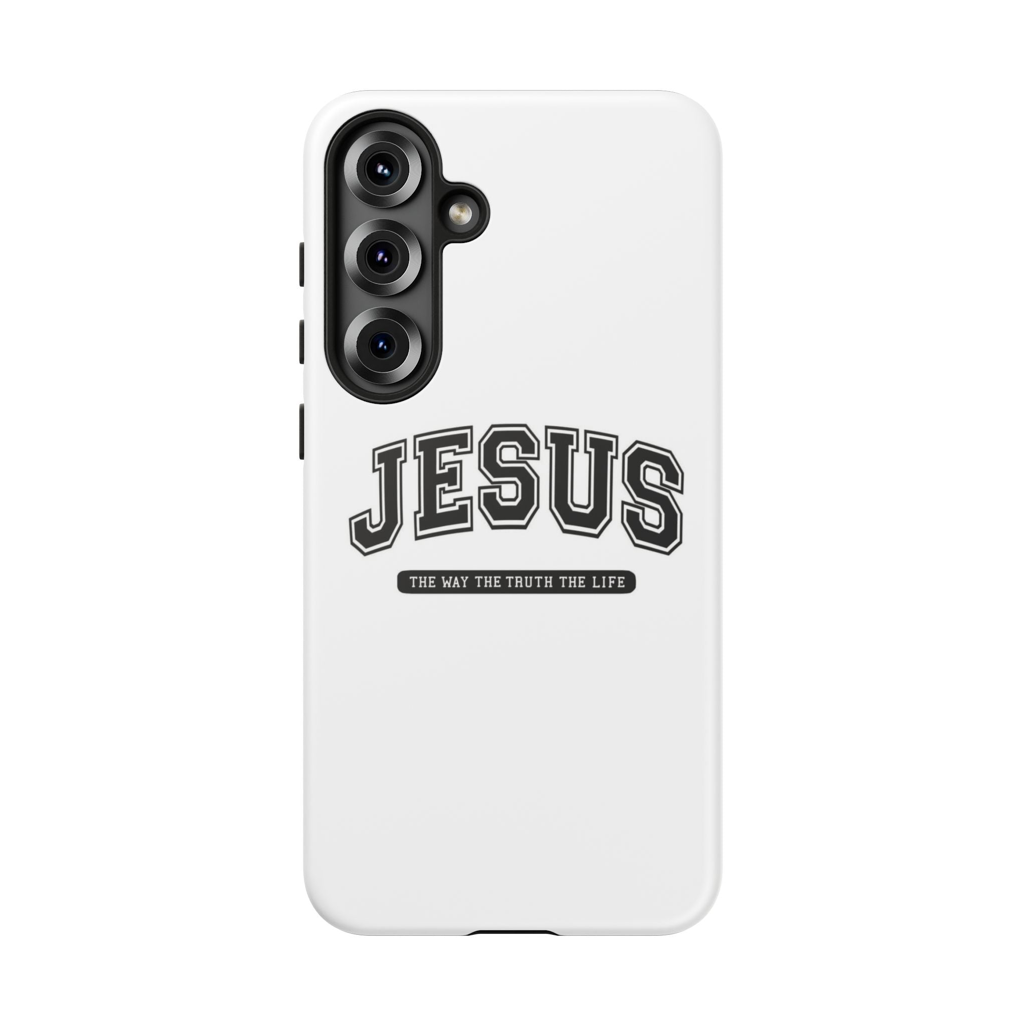 Jesus varsity phone case — 'Jesus: The Way The Truth The Life' tough protective cover