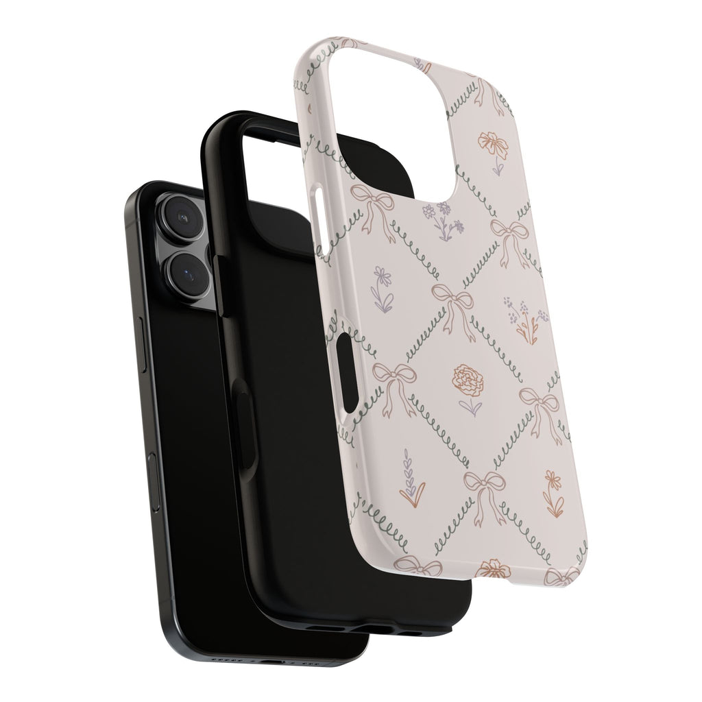 Floral Bow Pattern Tough iPhone Case