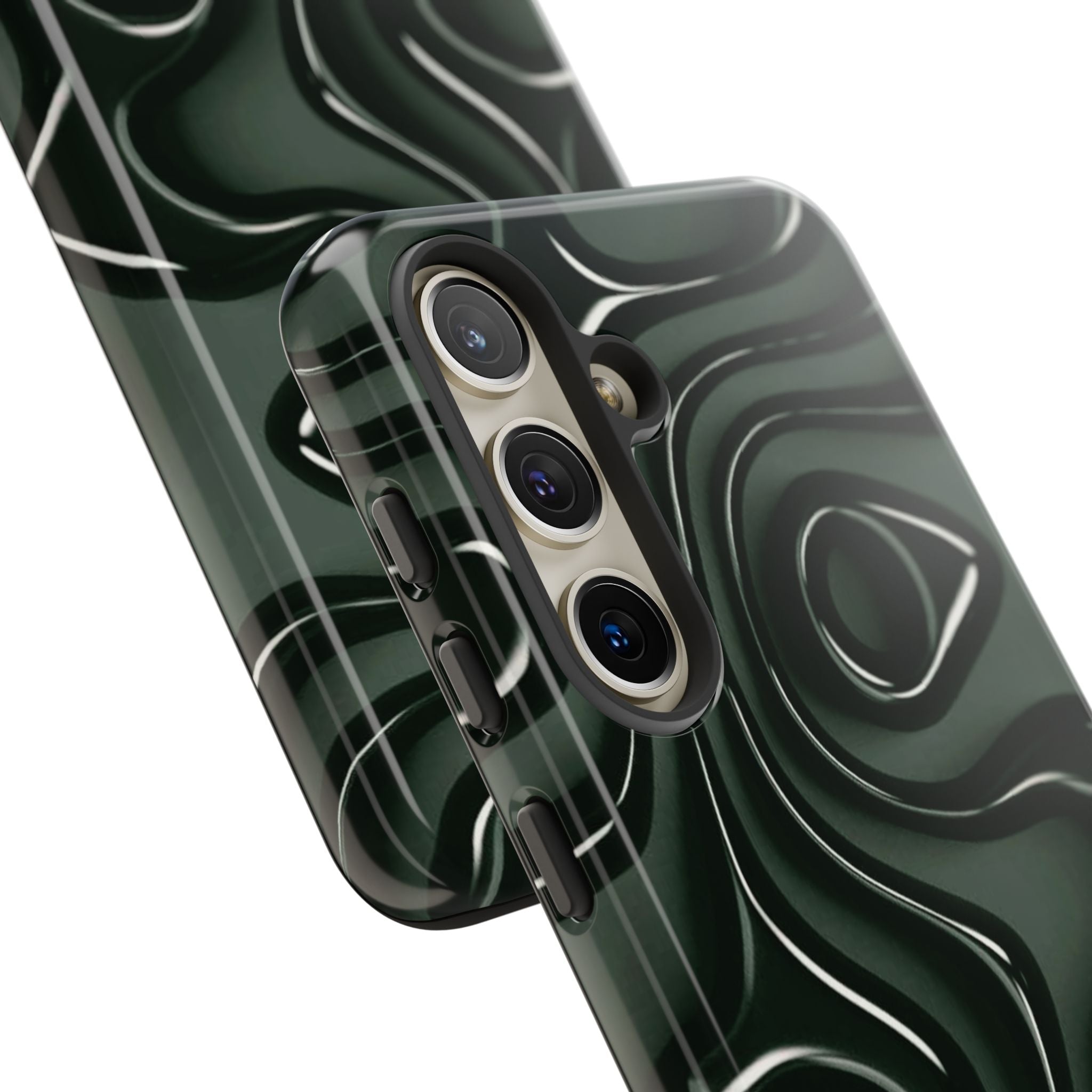 Dark Green Abstract Swirl Tough Phone Case