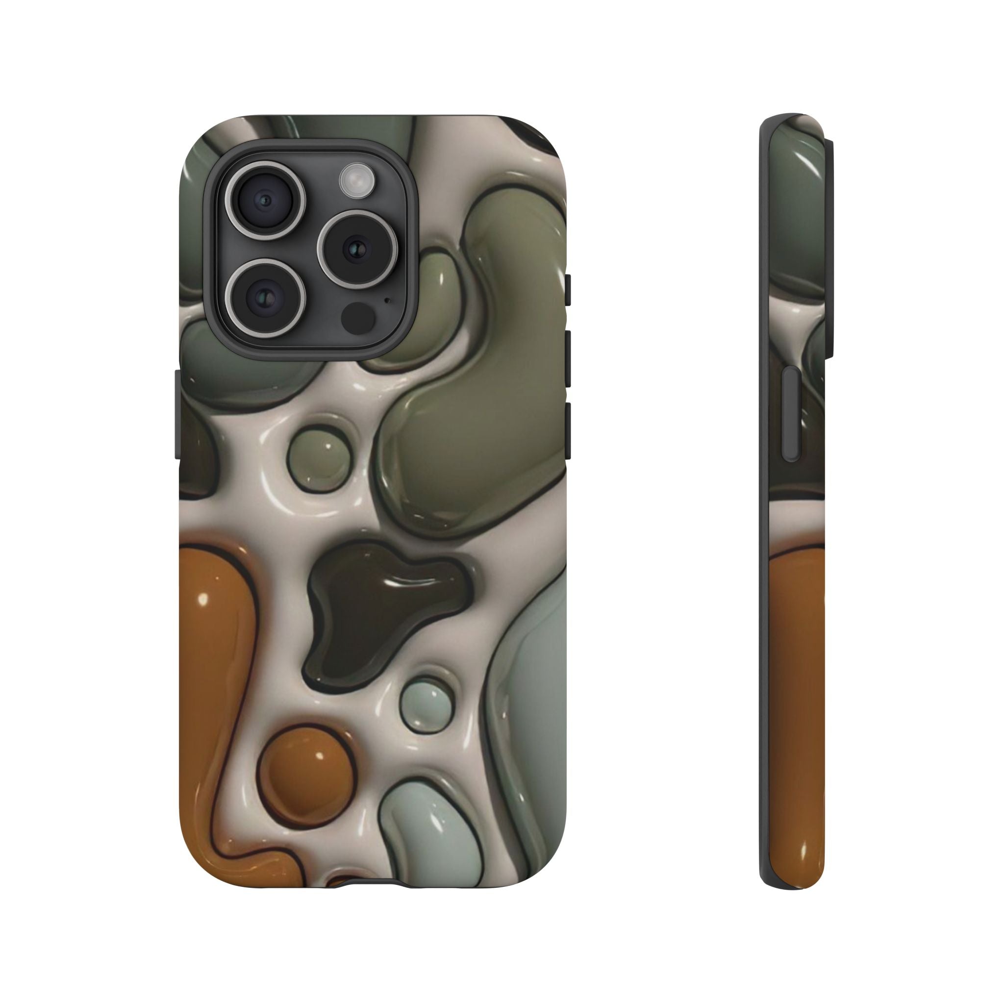 Abstract Pebble Pattern iPhone Case — Modern Organic Camouflage Tough Case