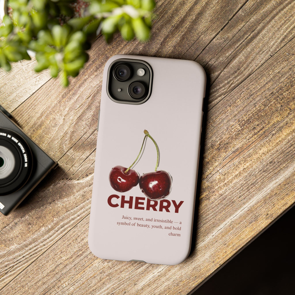 Cherry Vintage iPhone Case — Retro Cherry Illustration with 'CHERRY' Text