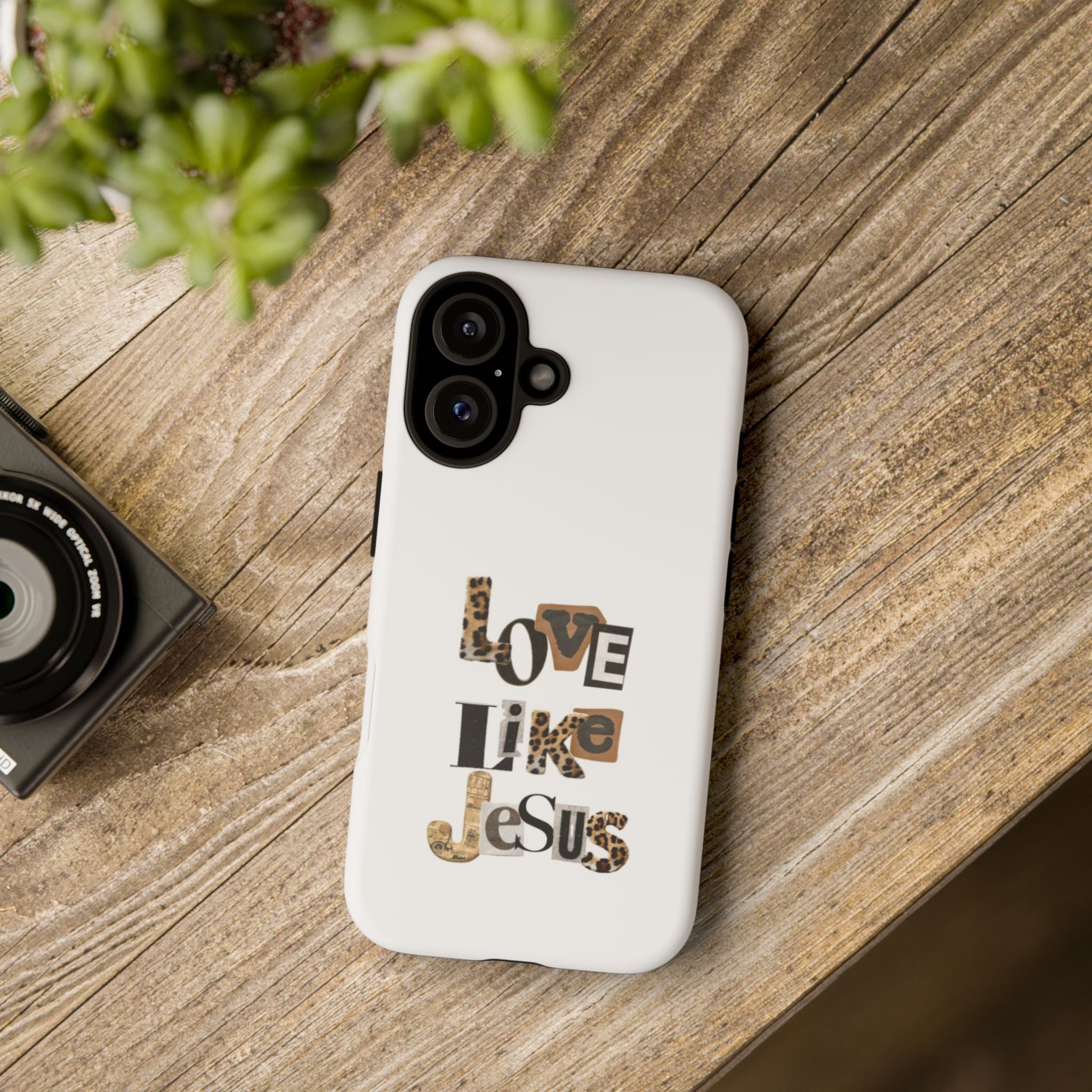 "Love Like Jesus" Leopard Print Christian Tough Phone Case