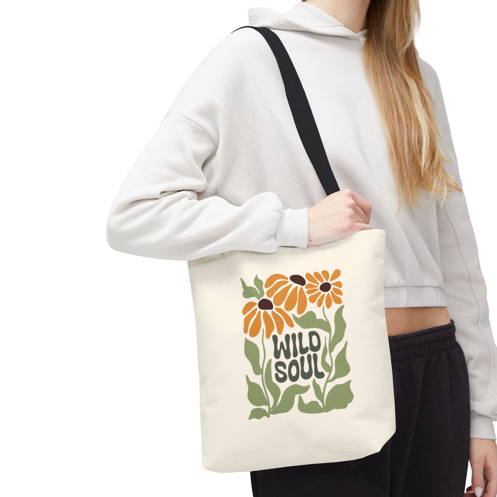 Wild Soul Floral Tote Bag — Boho Sunflower Canvas Carryall