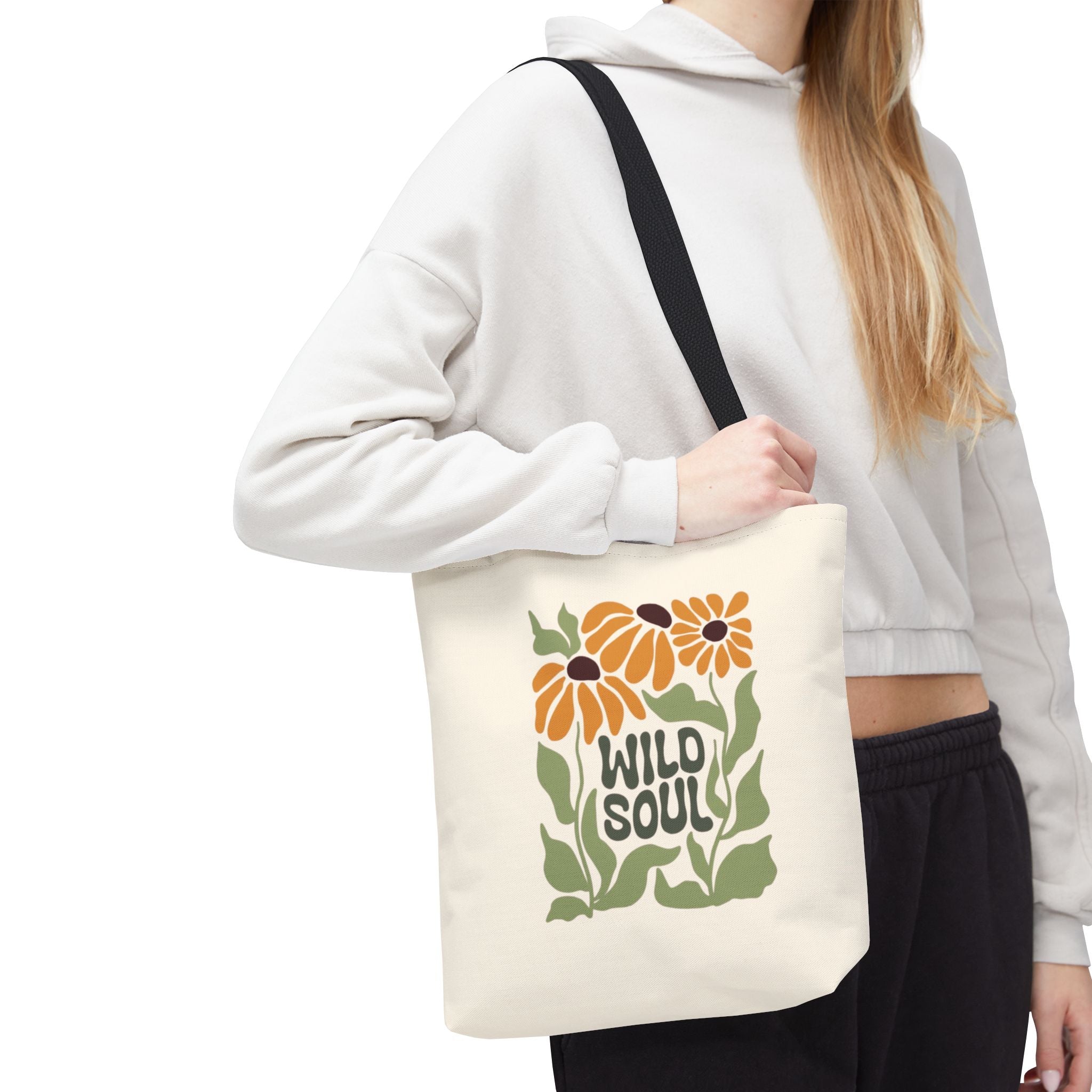 Wild Soul Floral Tote Bag — Boho Sunflower Canvas Carryall