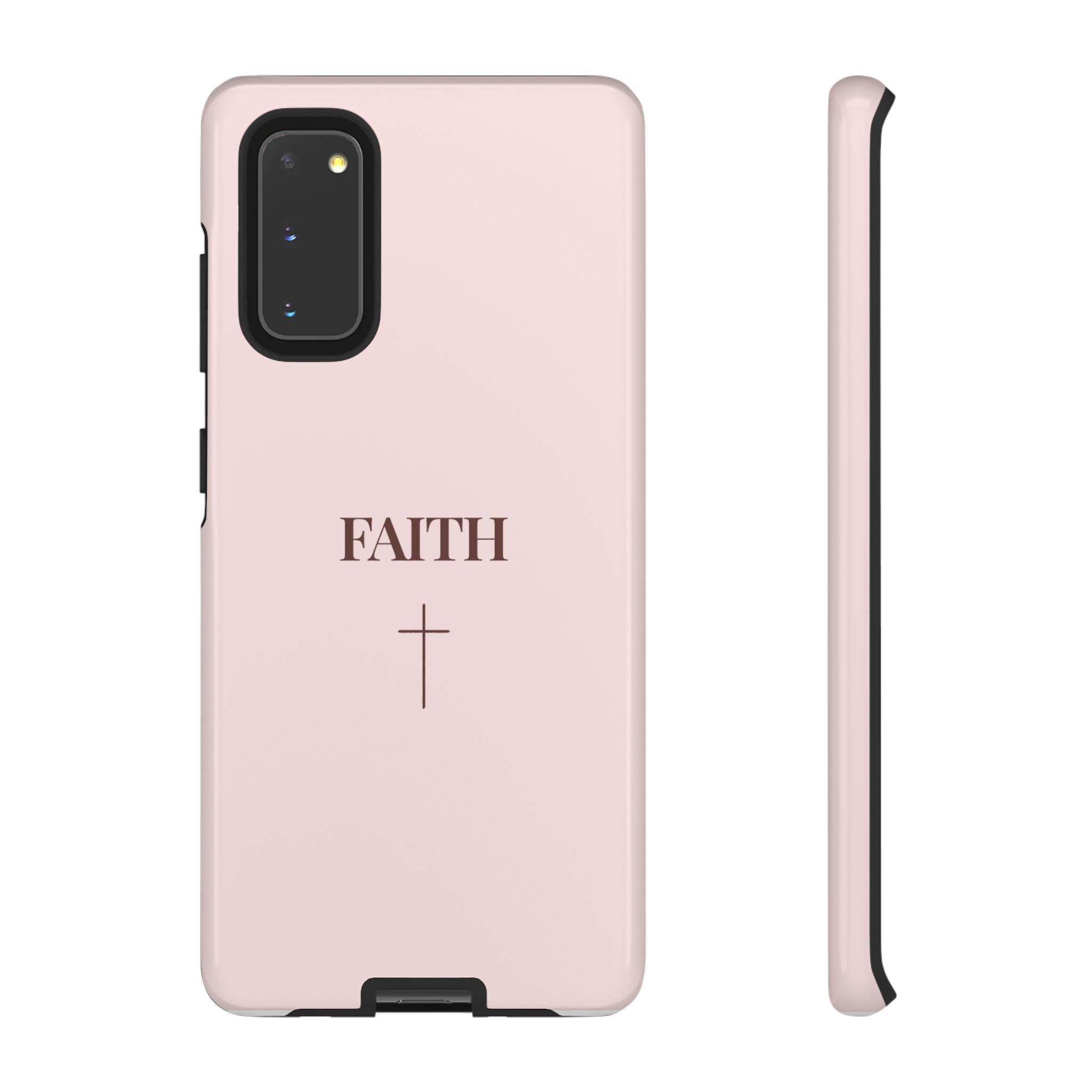 Faith Cross Tough Phone Case — Minimal Pink Christian iPhone Cover