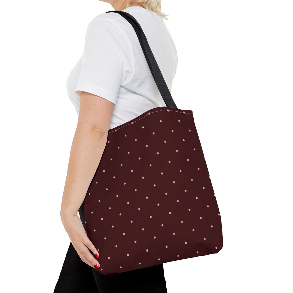 Burgundy Polka Dot Tote Bag