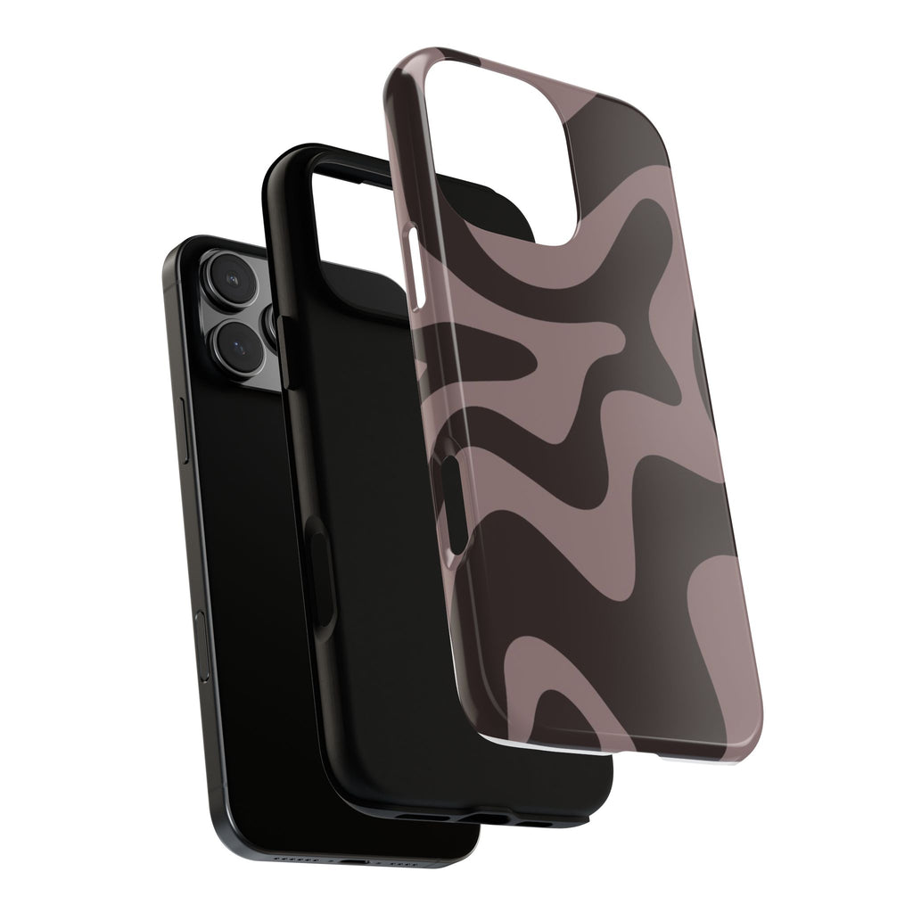Camouflage Swirl iPhone Case — Matte Brown Abstract Camo Protective Cover