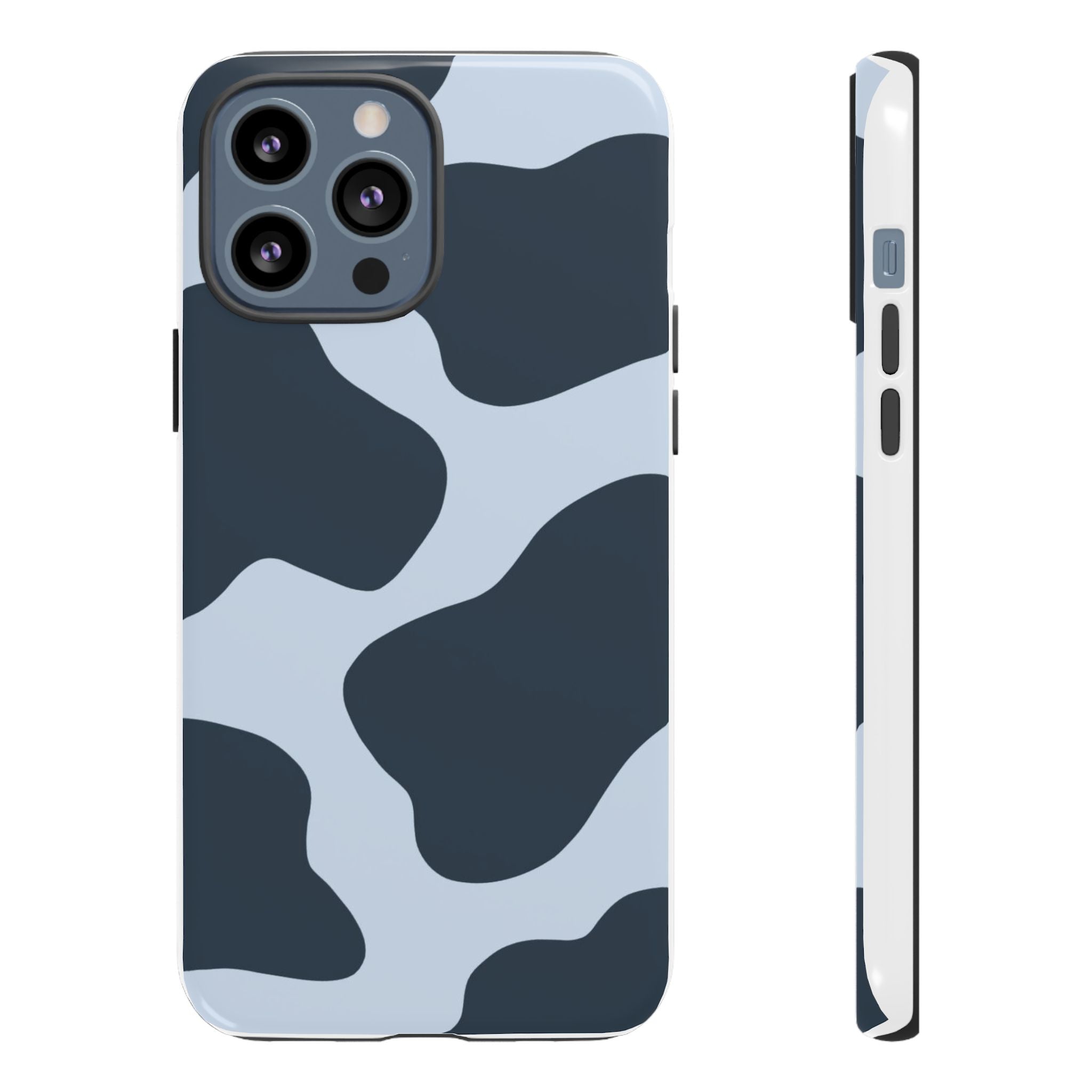 Cow Print Tough iPhone Case — Blue Black Abstract Pattern