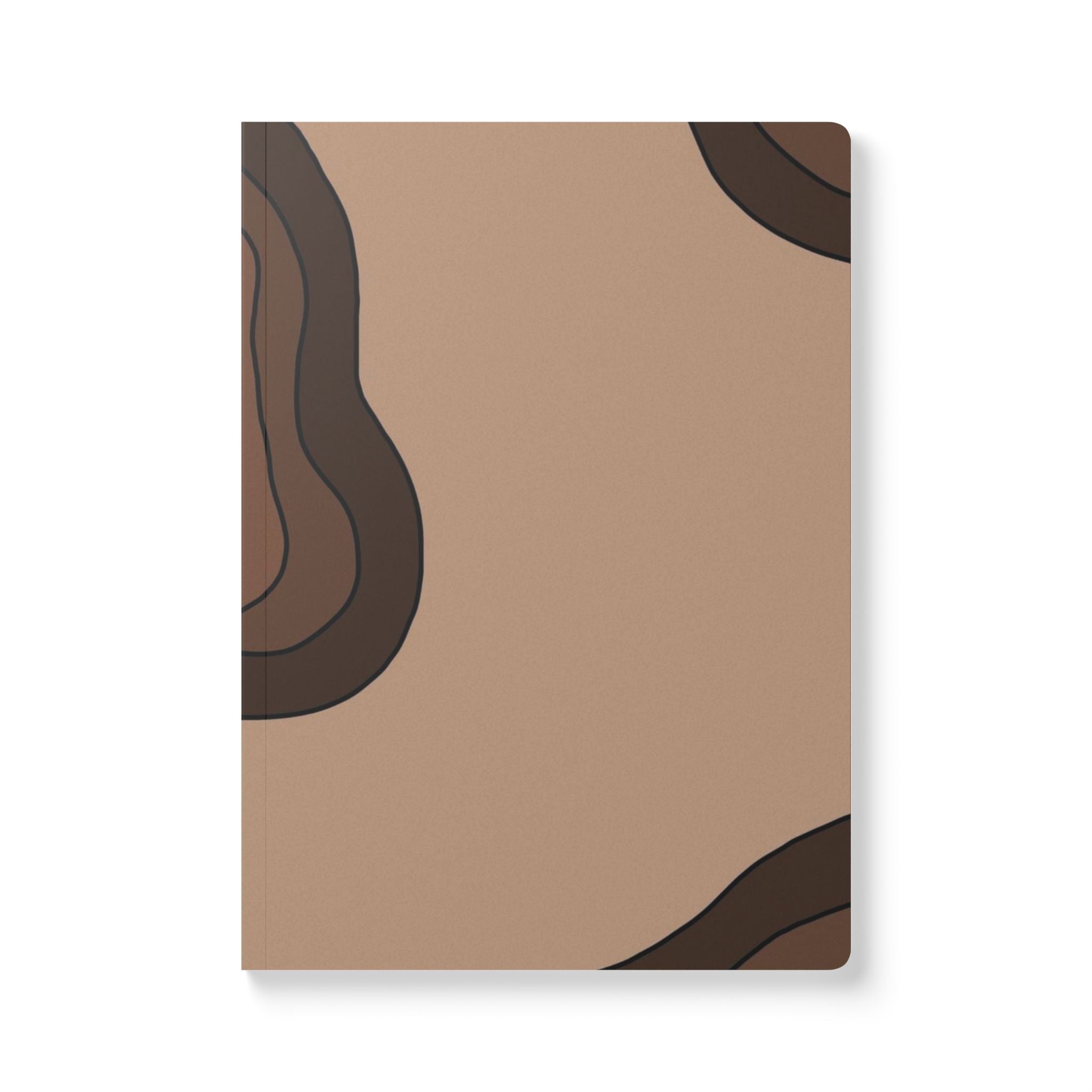 Abstract Brown Contour Softcover Journal — Neutral Earth Tone Notebook for Notes & Journaling